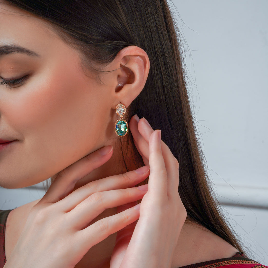 Aurora Teardrop Crystal Dangle Earrings GWE -49