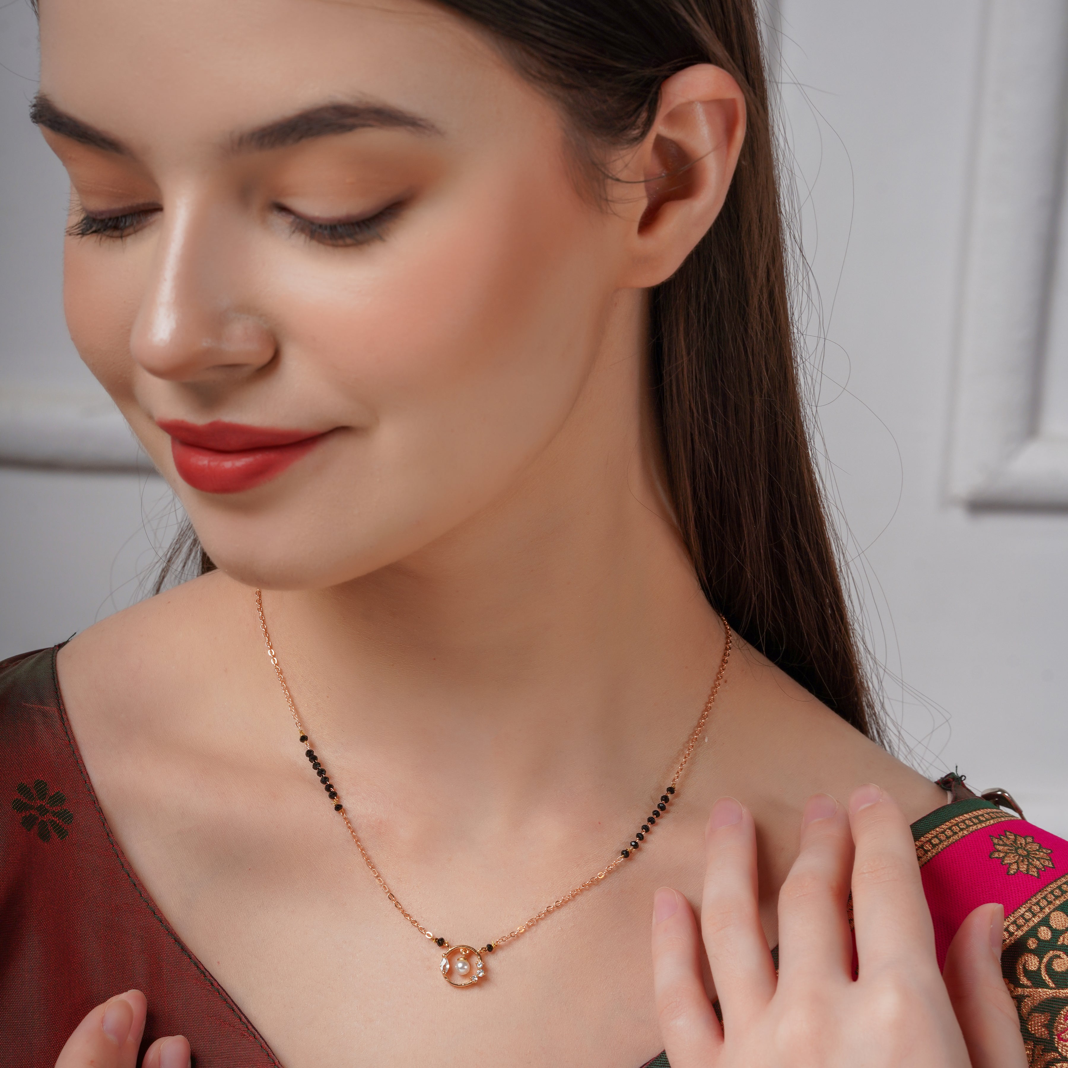 Diyela Gold Pearl Mangalsutra For Women