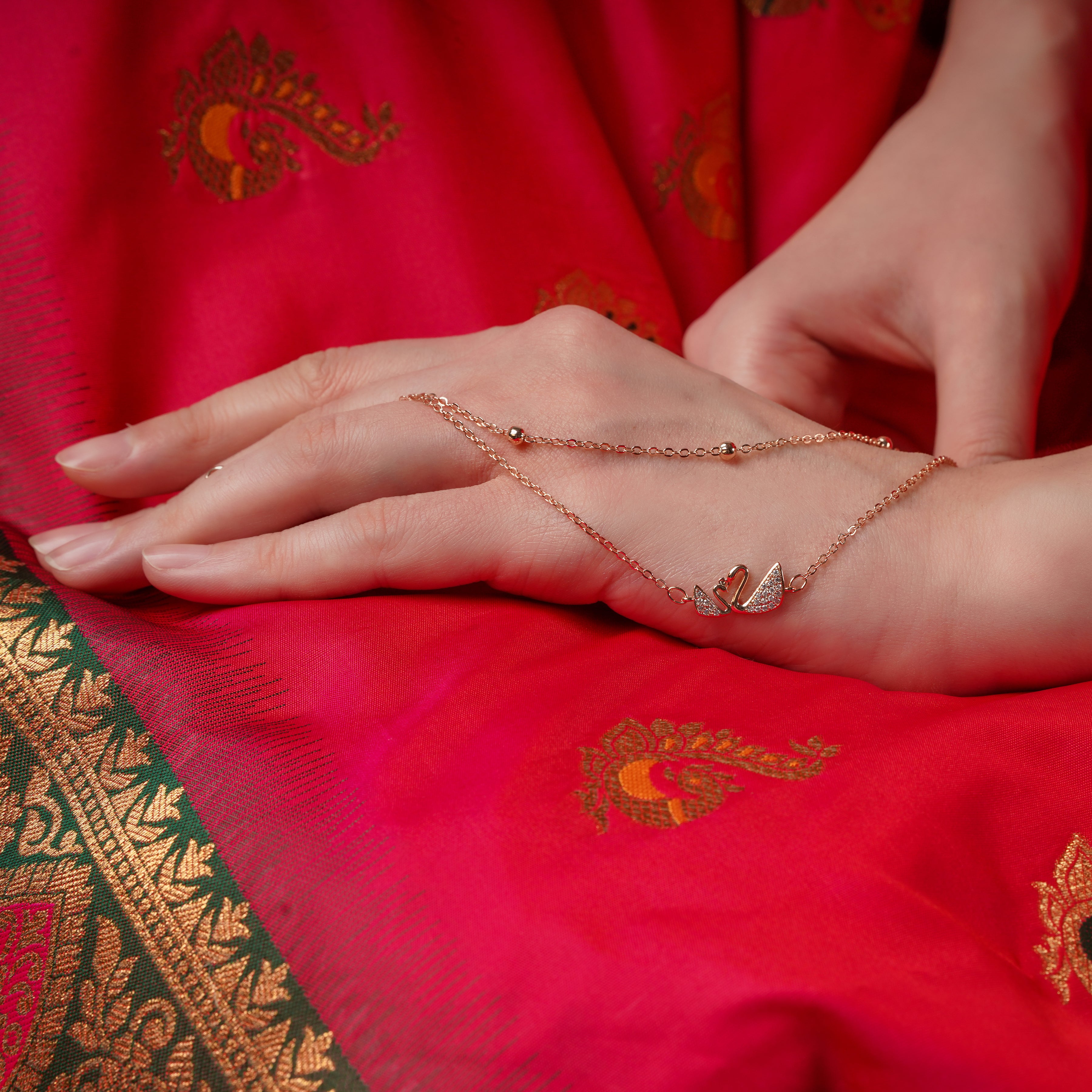 Swan-Wing Rose Gold Anklet