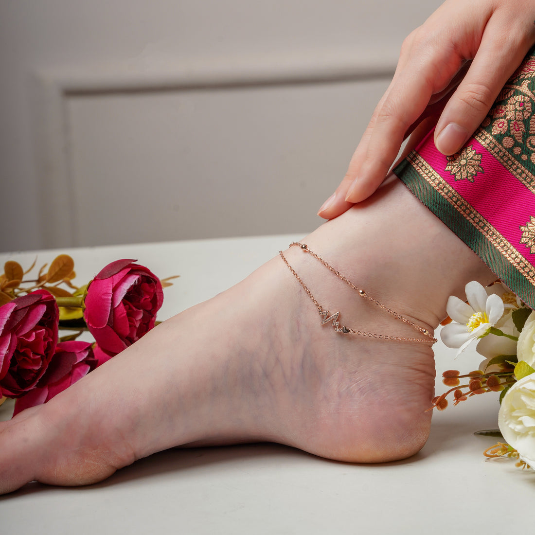 Heartbeat Silver Anklet