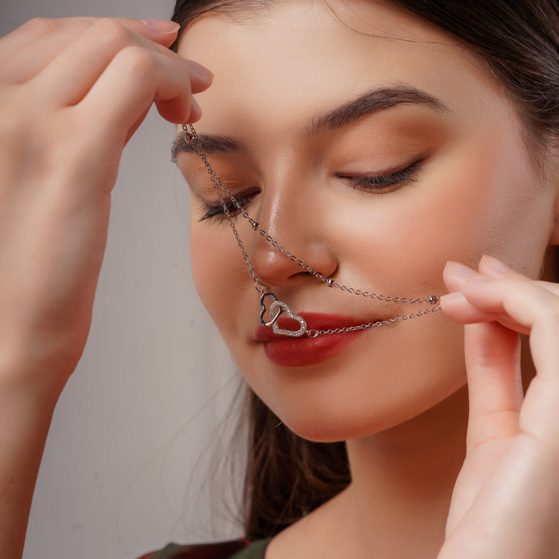 Interlocked Hearts Silver Anklet