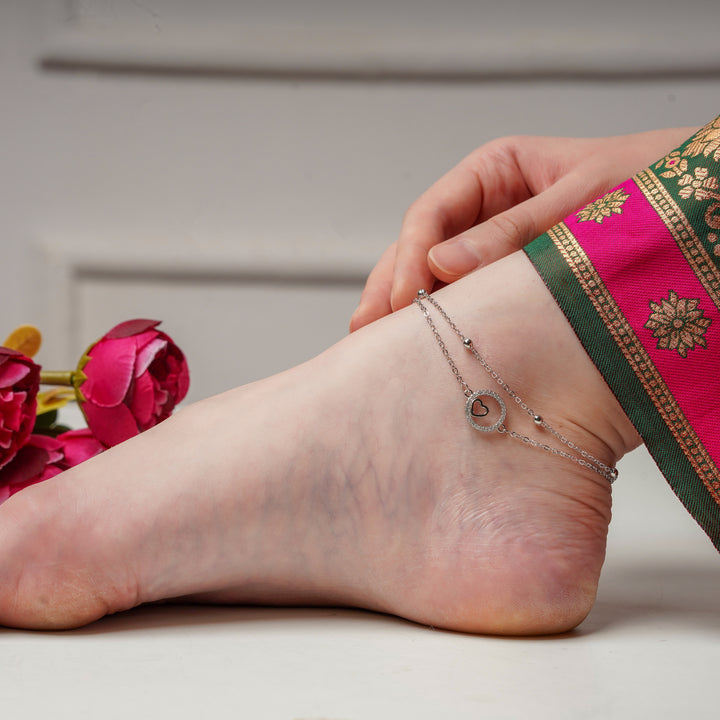 Circle of Love Silver Anklet