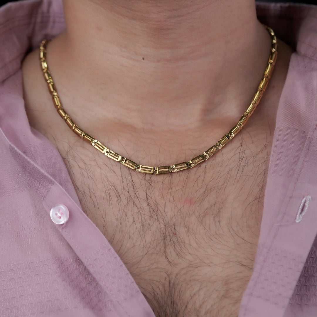 Titne Link  Premium Gold Rectangular Men’s Chain