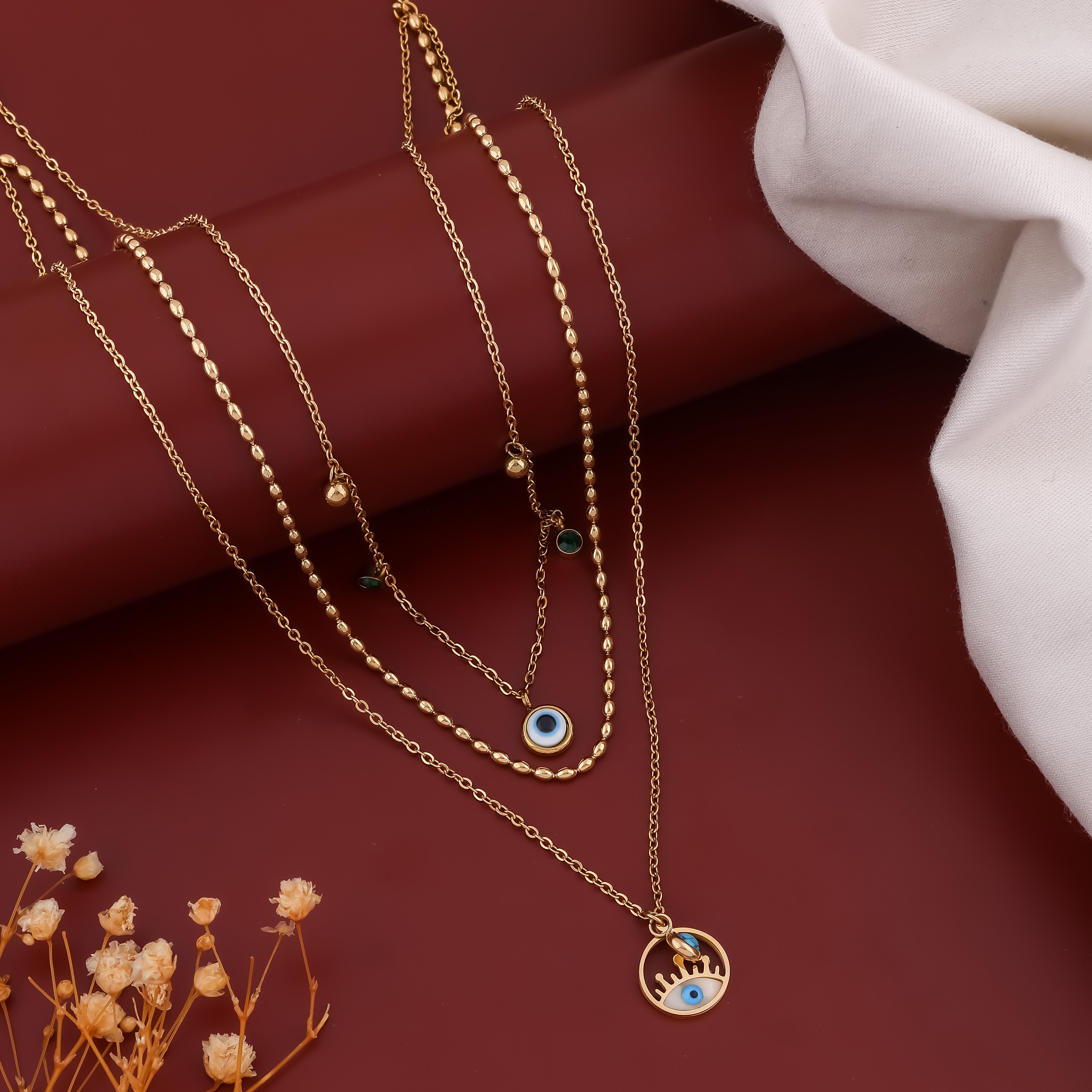 Evil Eye 3 Layers Chain Nackless - Ginostone