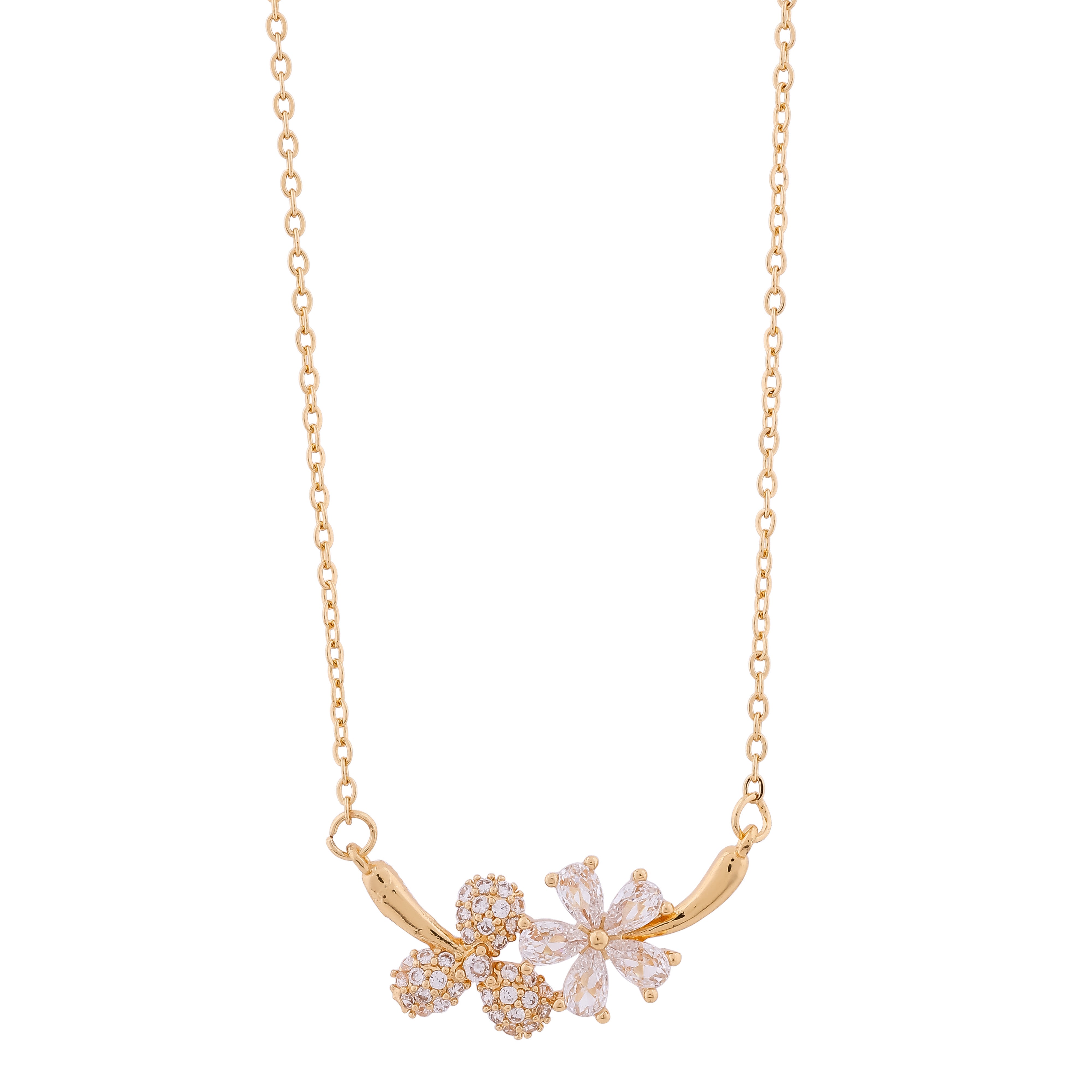 Purvi Diamond Flower chain Pendant necklace - Ginostone