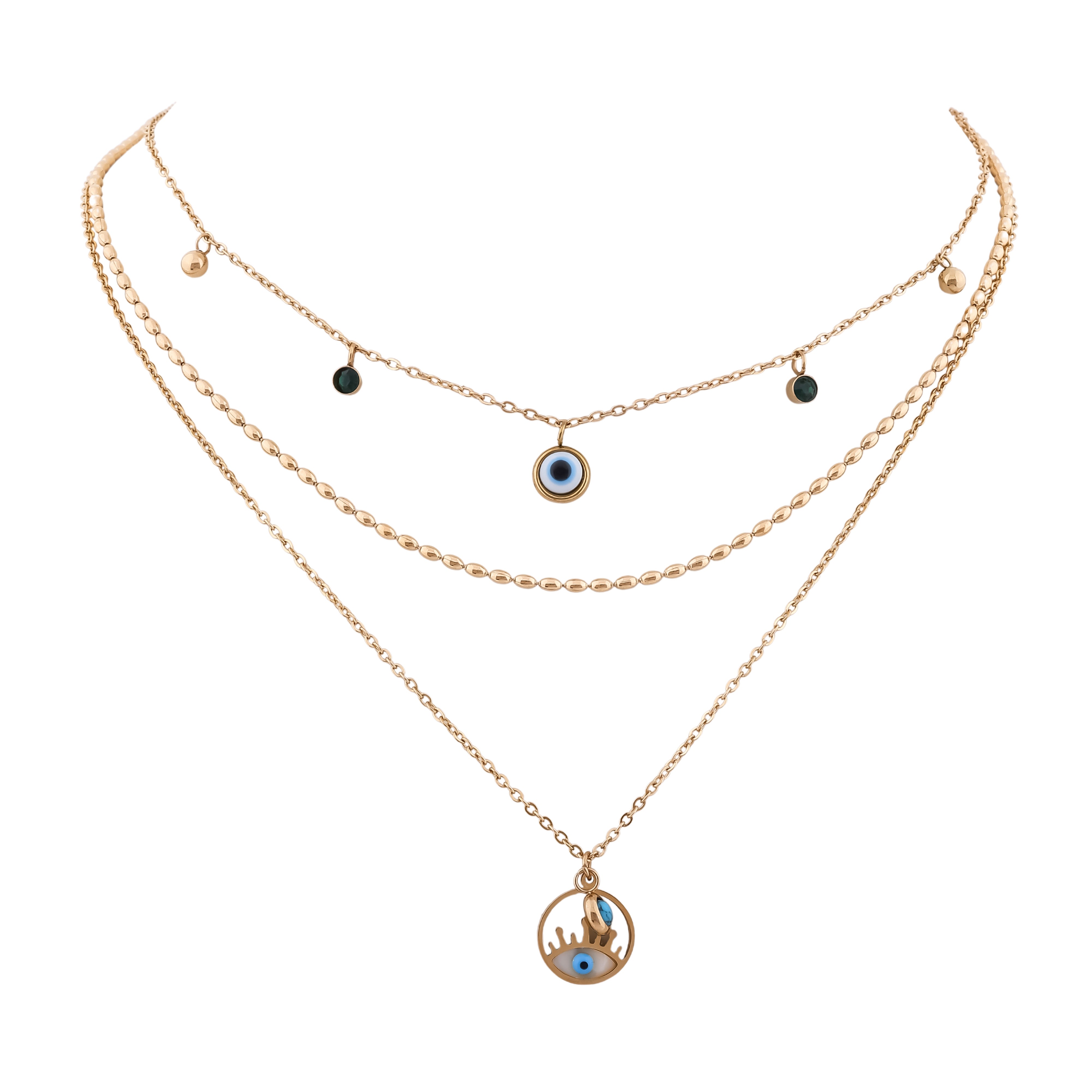 Evil Eye 3 Layers Chain Nackless - Ginostone
