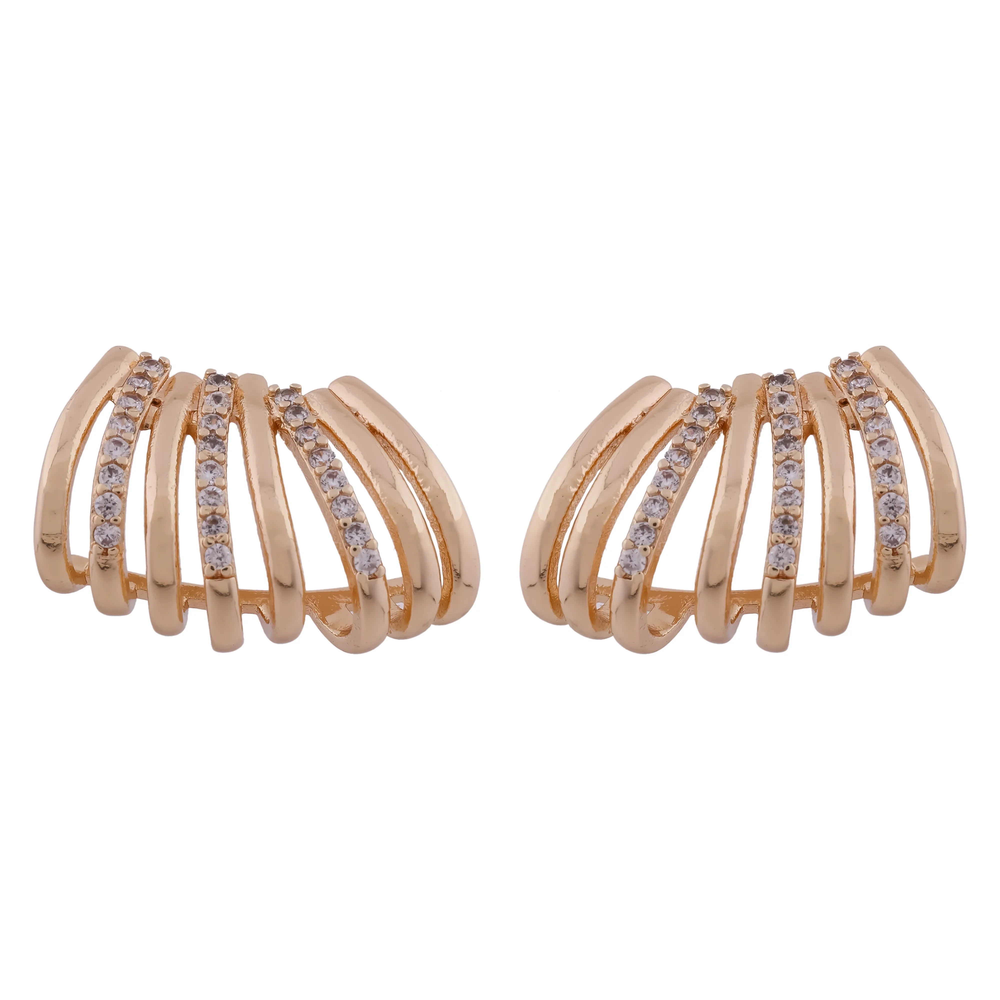 Golden Wave Studs Earring - Ginostone