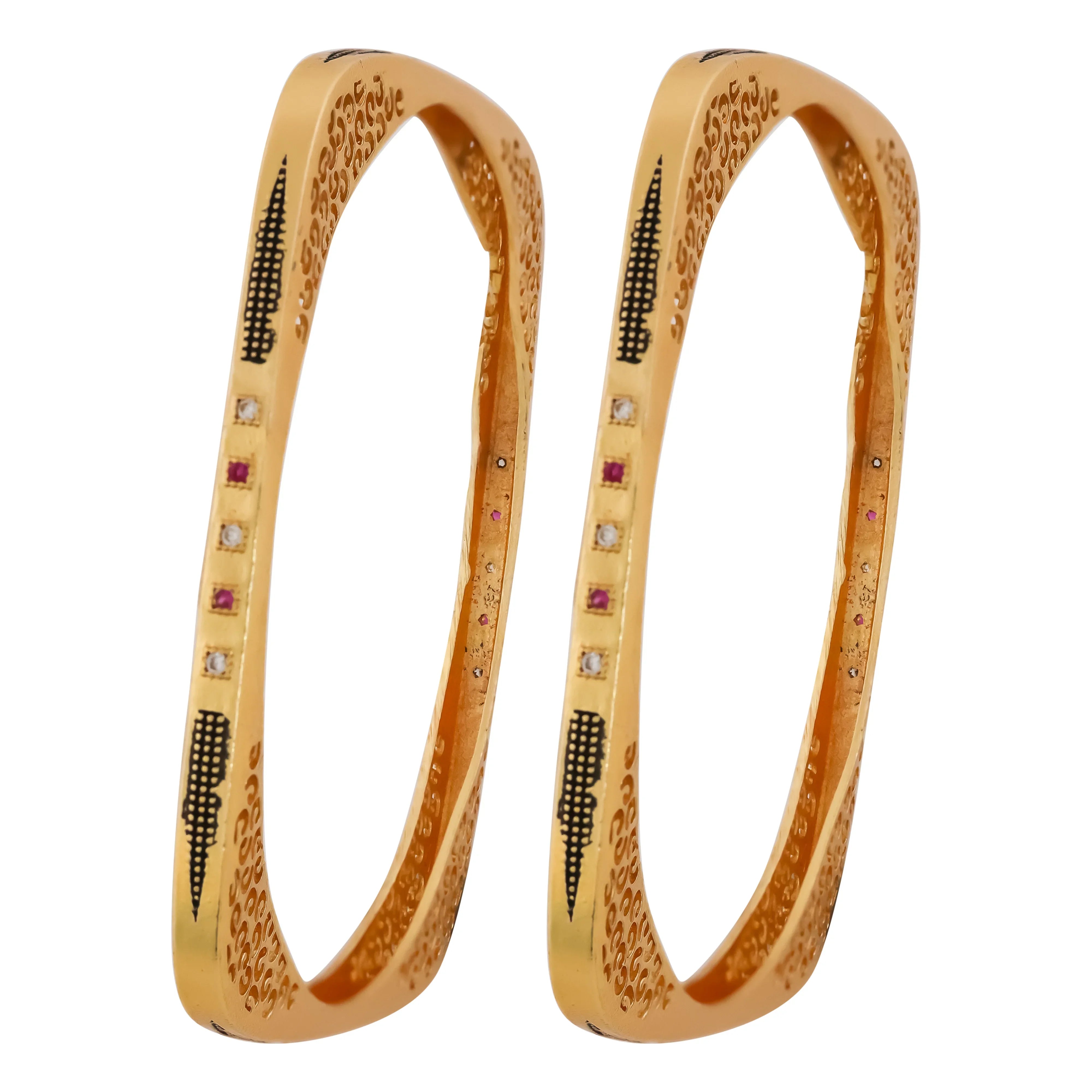 Riwaaz Square Bangles - Set Of 2 - Ginostone