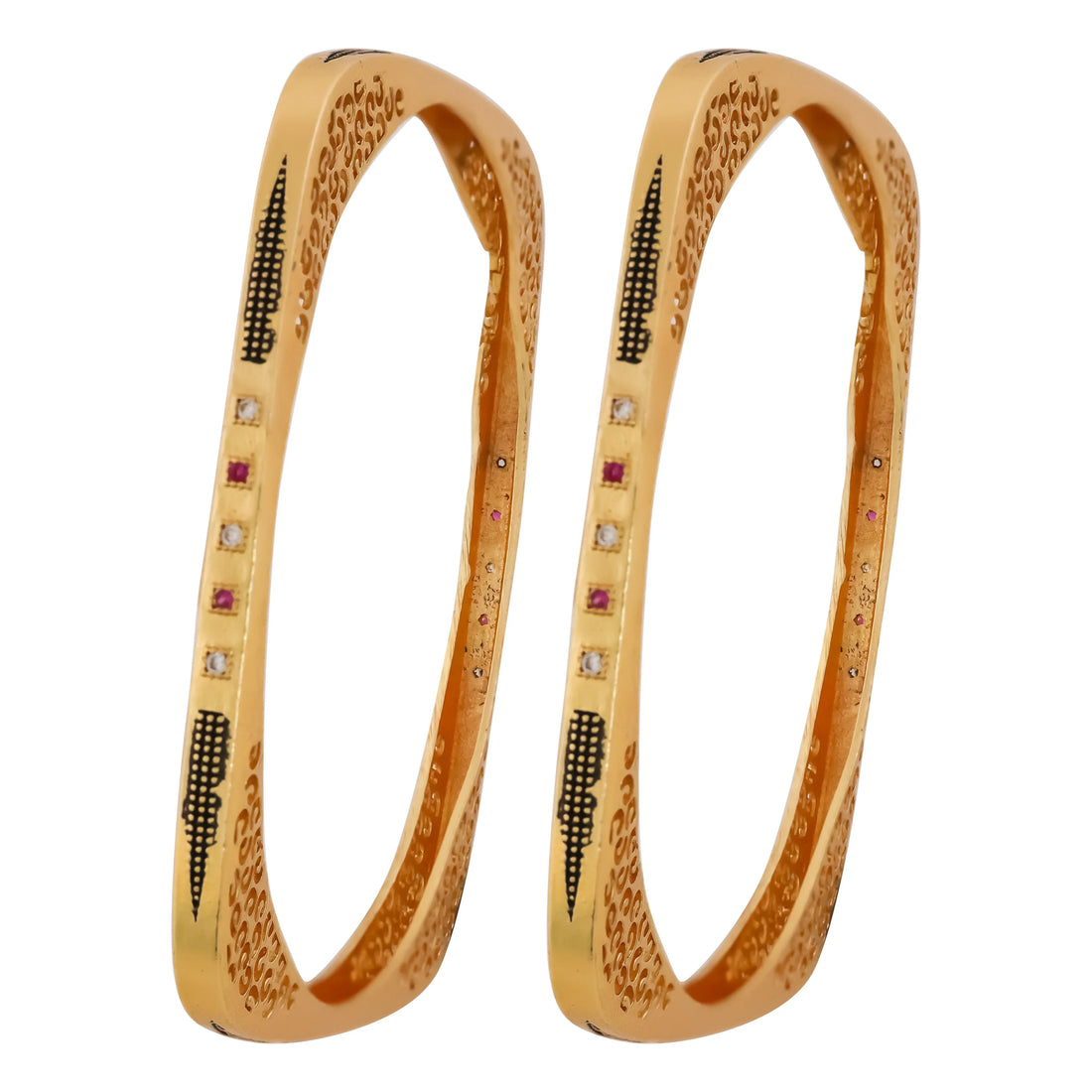 Riwaaz Square Bangles - Set Of 2 - Ginostone