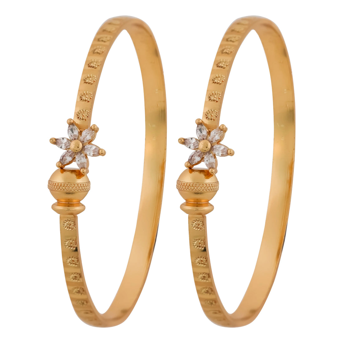 Floral Stone Free Size Bangle - Ginostone