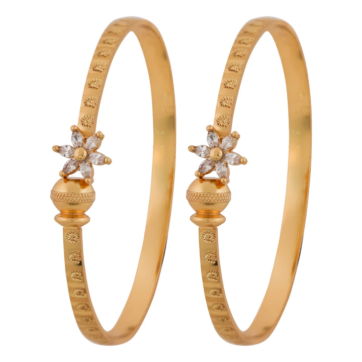 Floral Stone Free Size Bangle - Ginostone