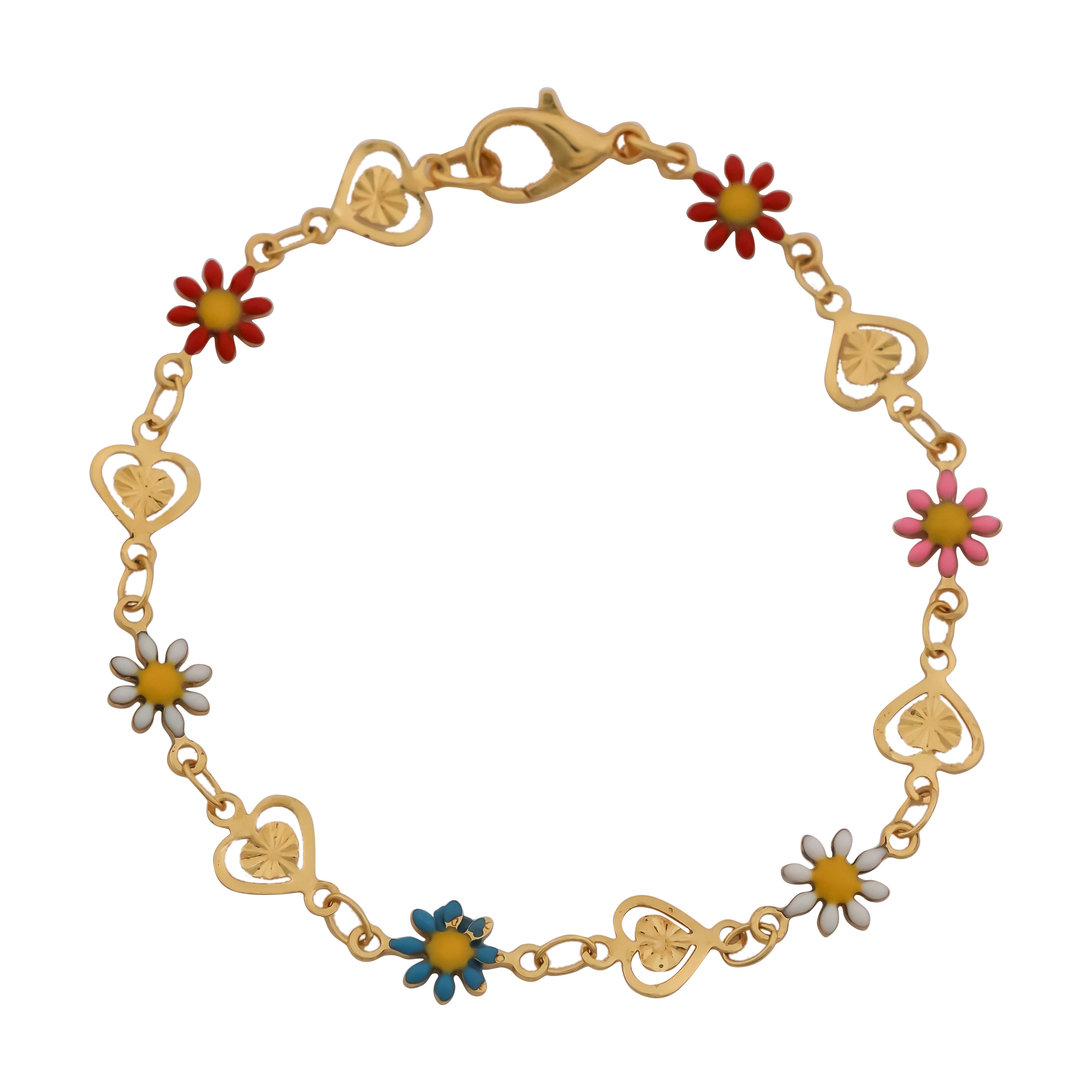 Golden Daisy Heart Charm Bracelet GWB -13