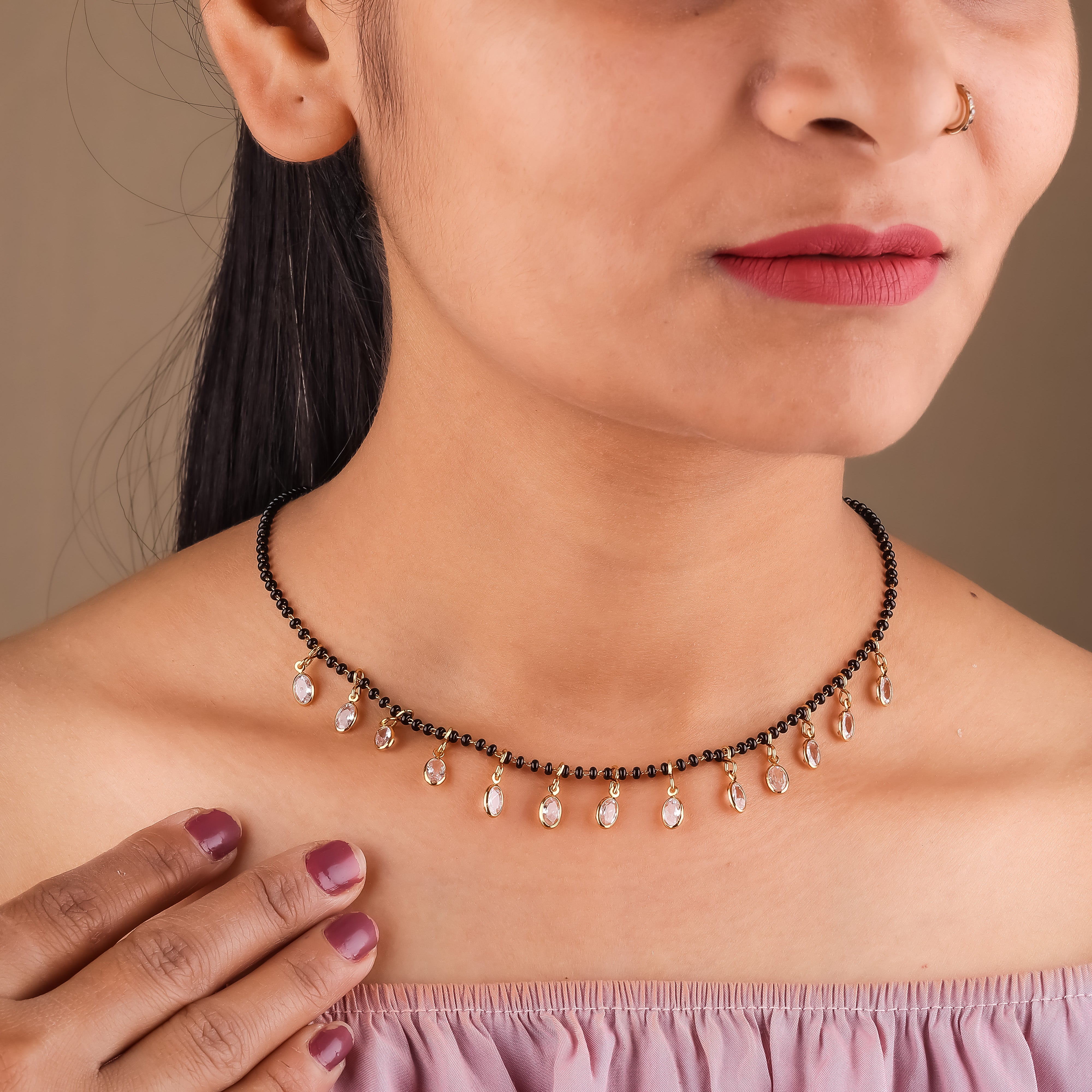 Owl Crystal Tanmaniya Mangalsutra - Ginostone