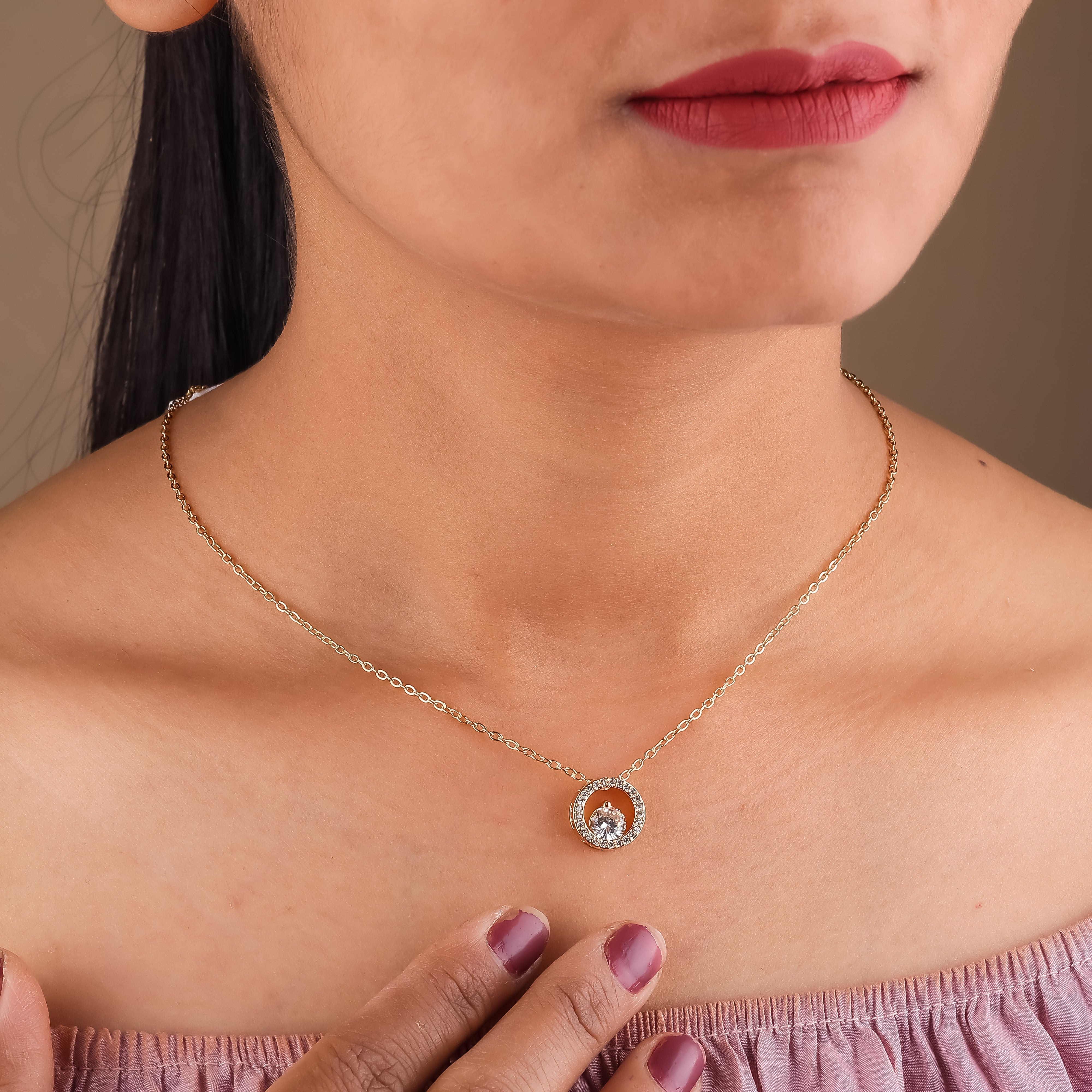 Saanvi  Diamond chain Pendant necklace - Ginostone