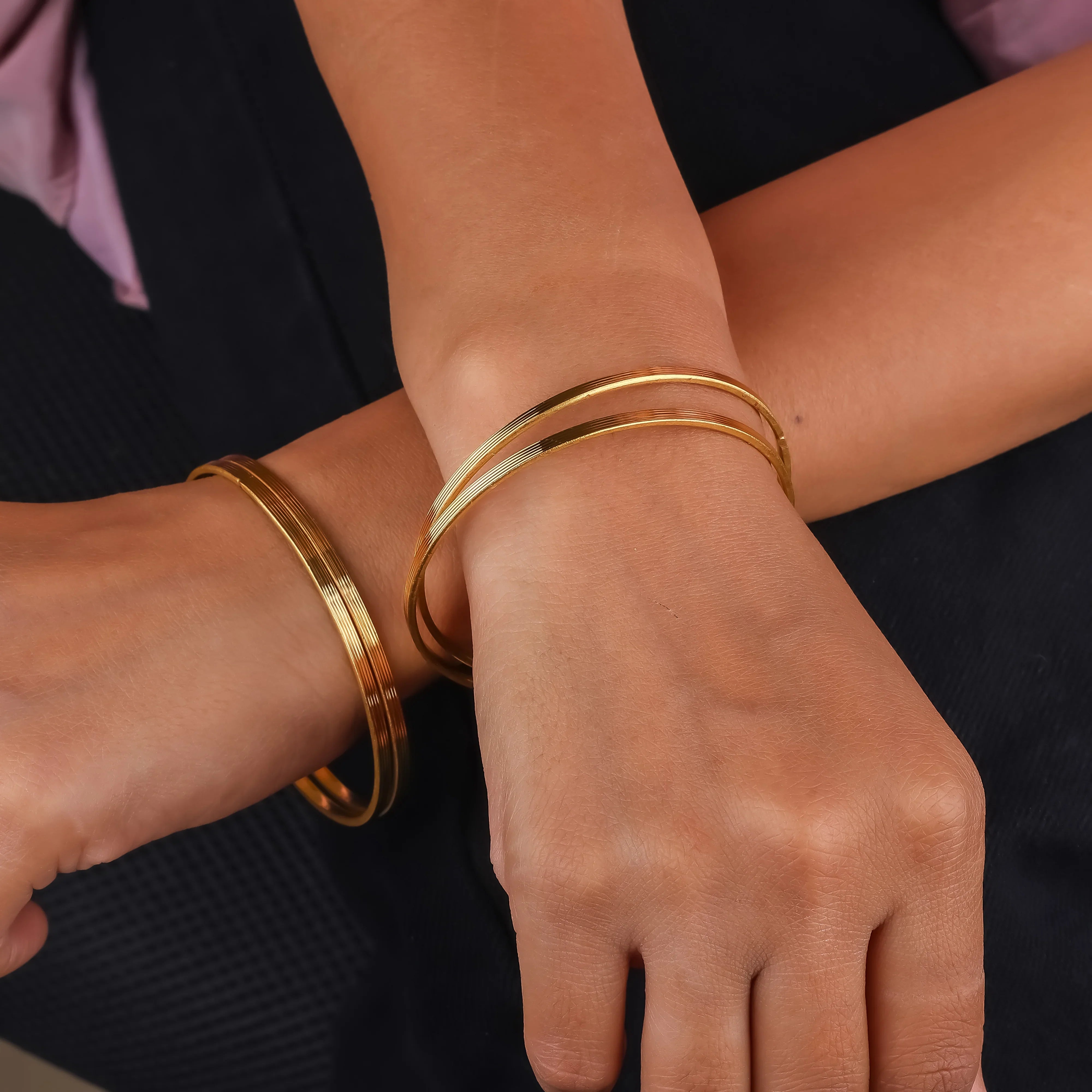 Classic Slim Gold Bangles - Set Of 4 - Ginostone
