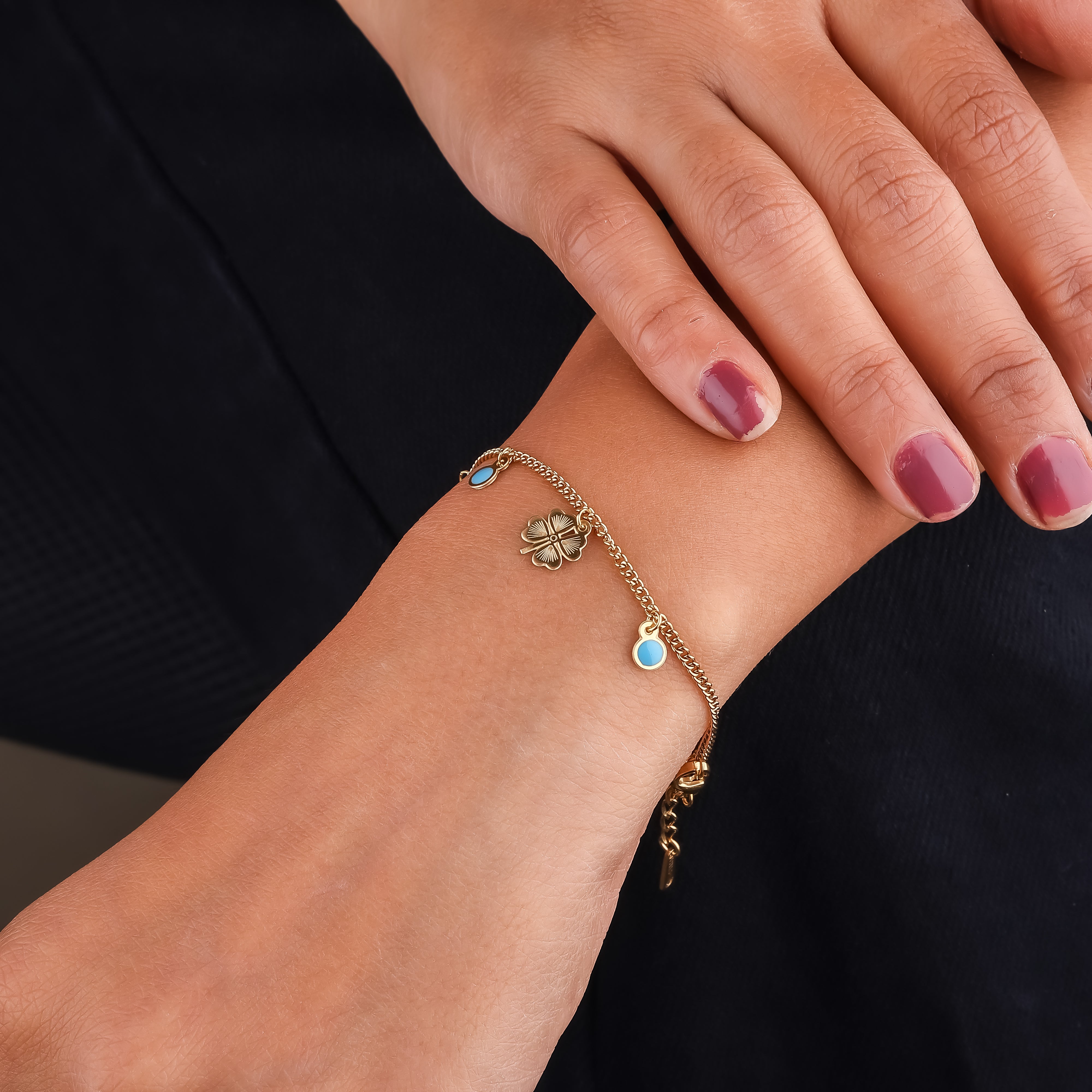 Bluestone Gold Hand Bracelet - Ginostone