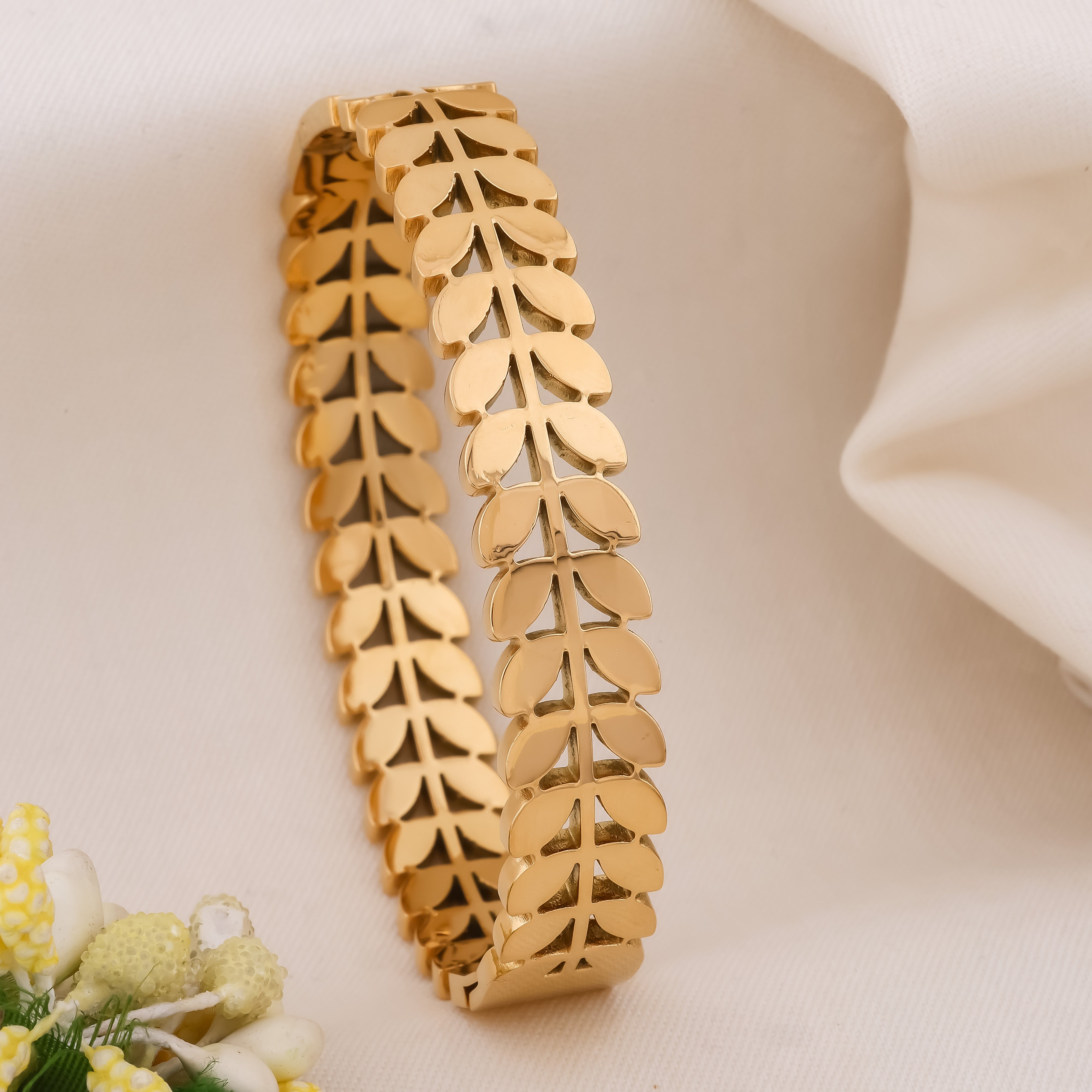 Leaf Gold Plated Women Kada - Ginostone