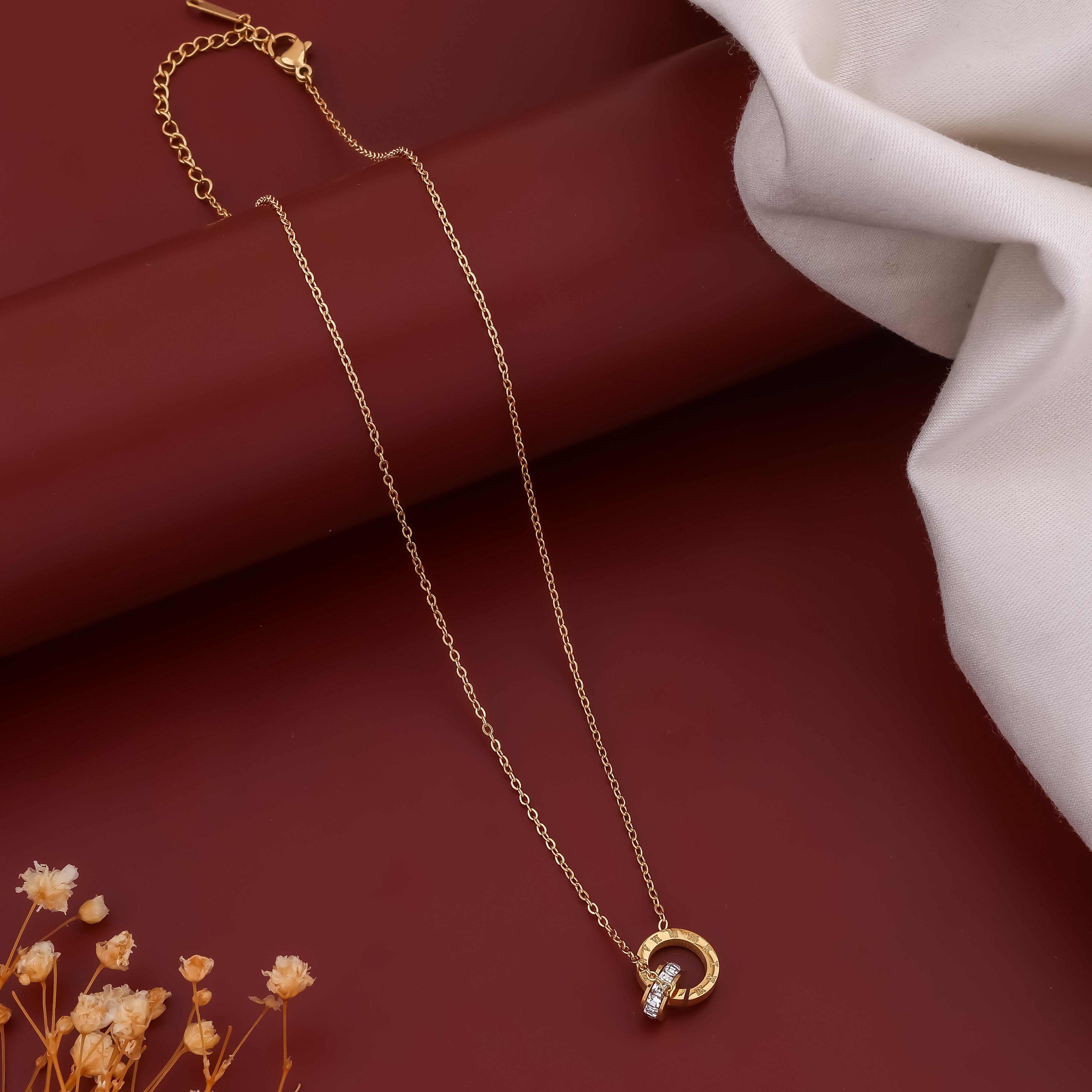 Nandini Dual Round chain Pendant necklace - Ginostone