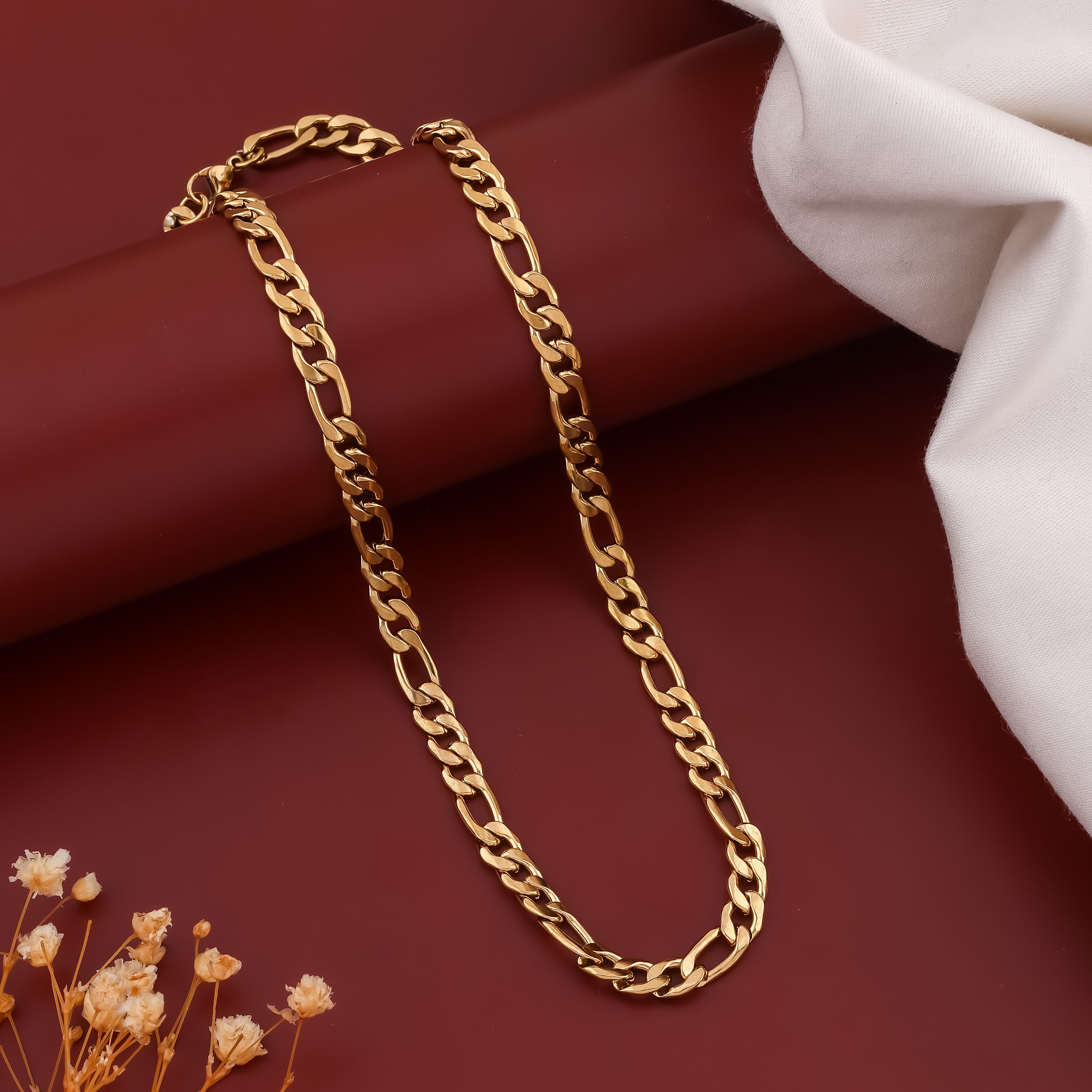 Omkar Gold Flat Curb Chain For Men - Ginostone
