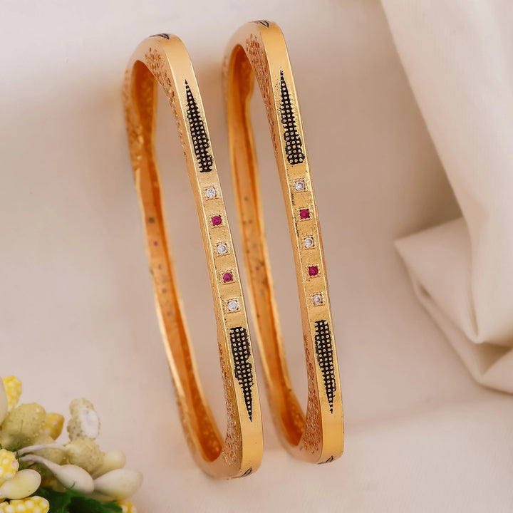 Riwaaz Square Bangles - Set Of 2 - Ginostone