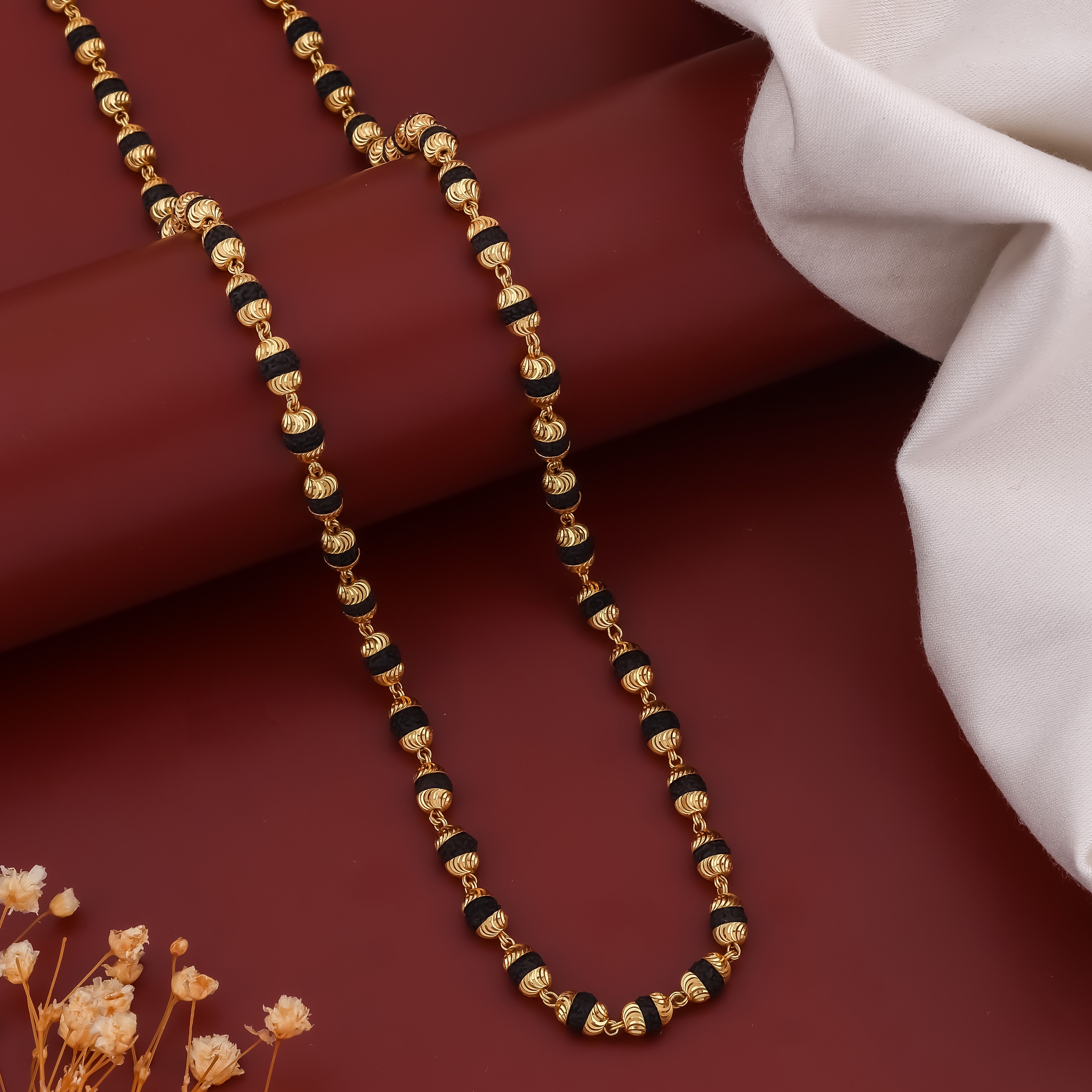 Traditional Rudraksh Mala with Golden Beads For Men - Ginostone