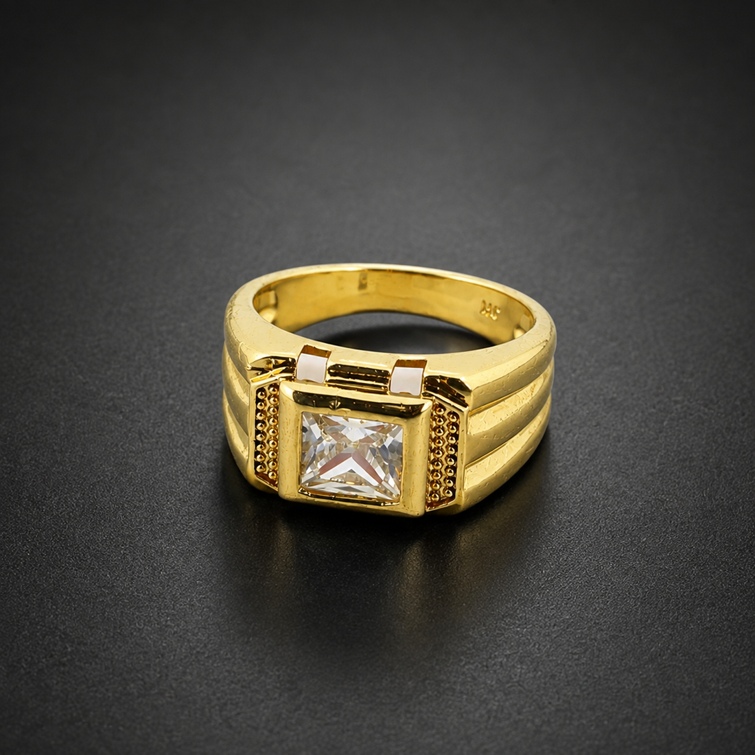 Royal Square Crown Gold Ring GMR -23