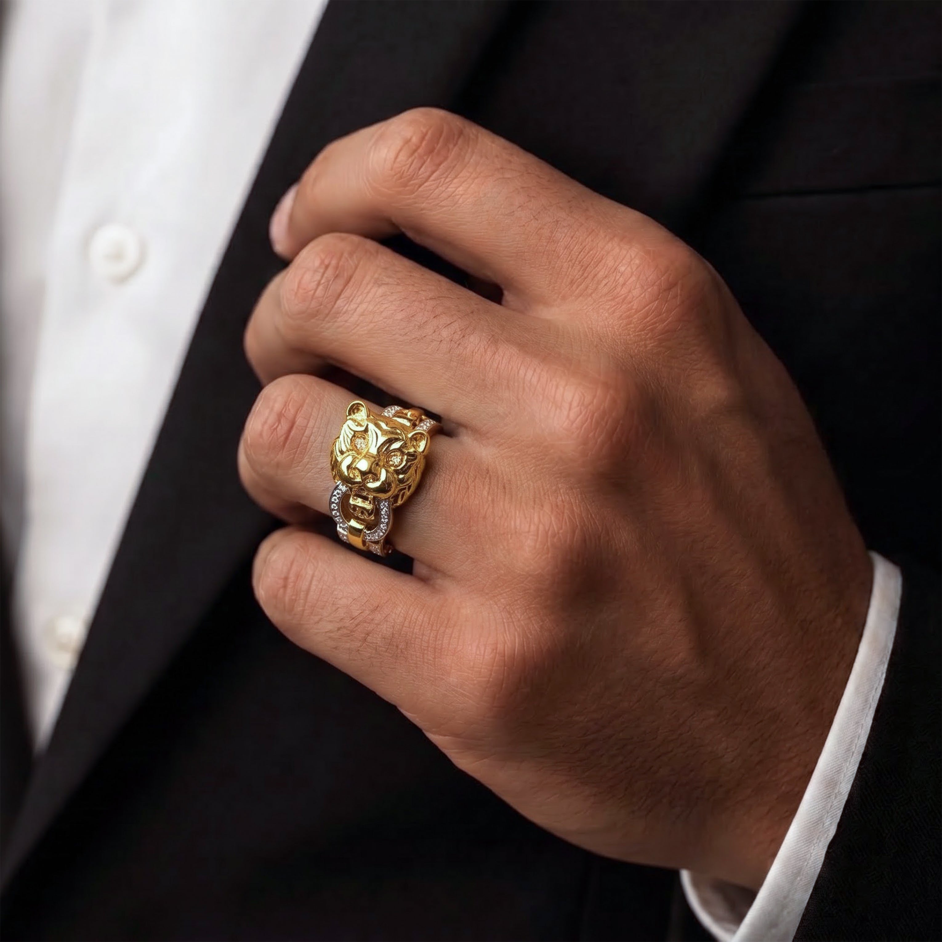 Regal Tiger Link Gold Statement Ring GMR -25