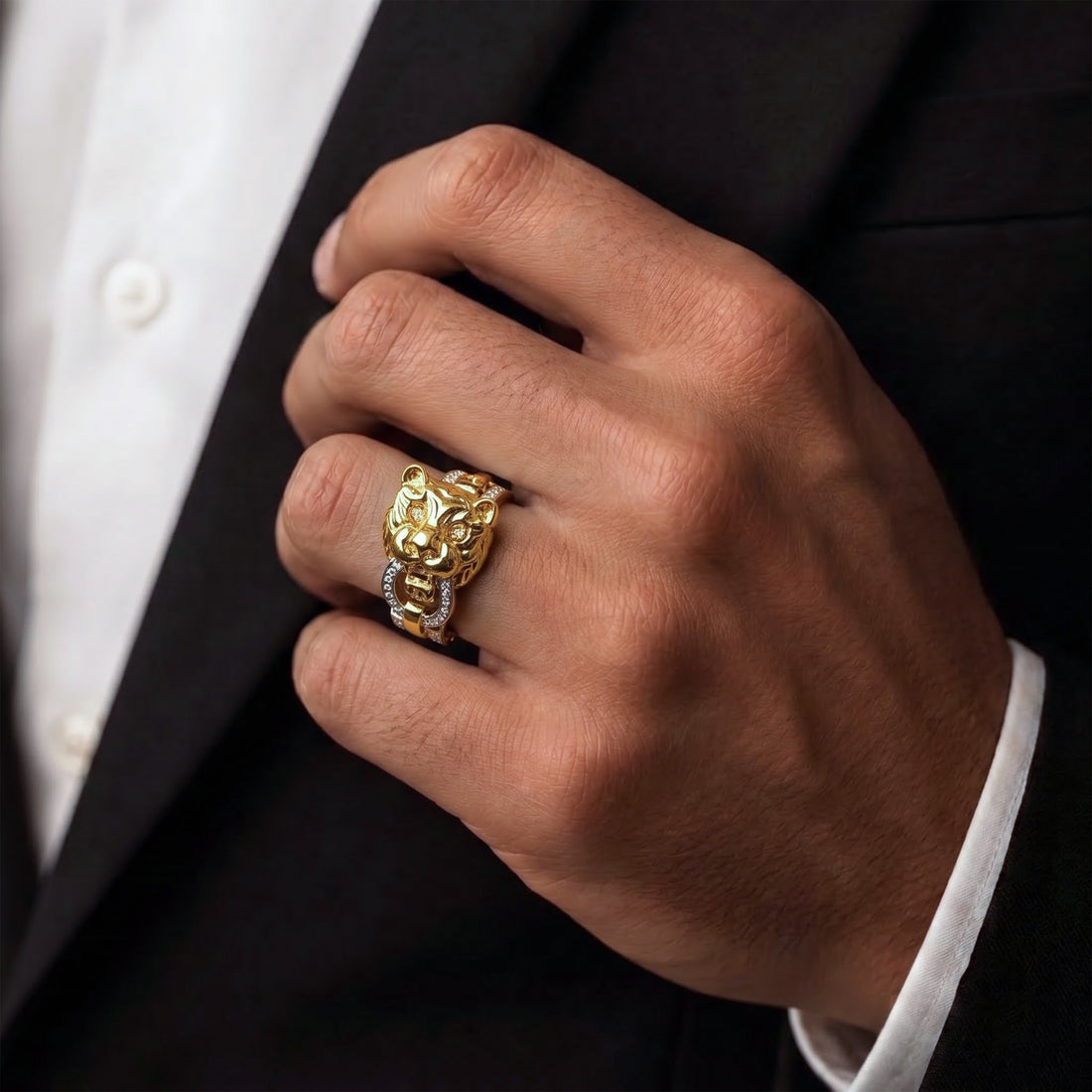 Regal Tiger Link Gold Statement Ring GMR -25