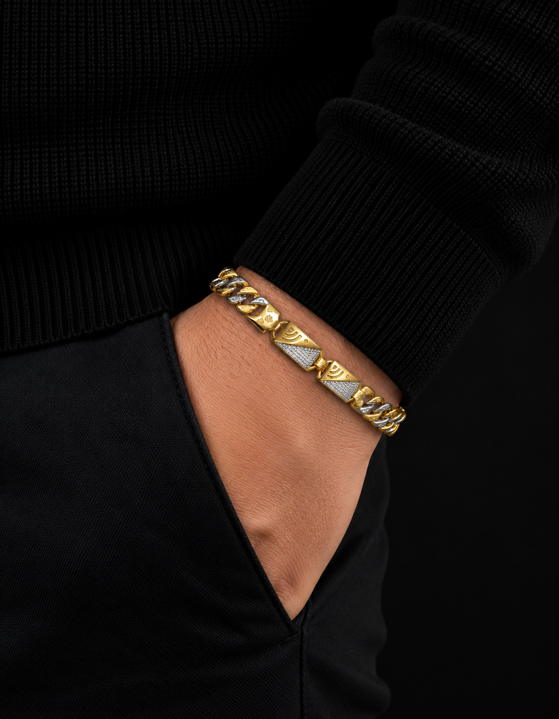 Maharaj Two-Tone Leaf Link Bracelet MB -20