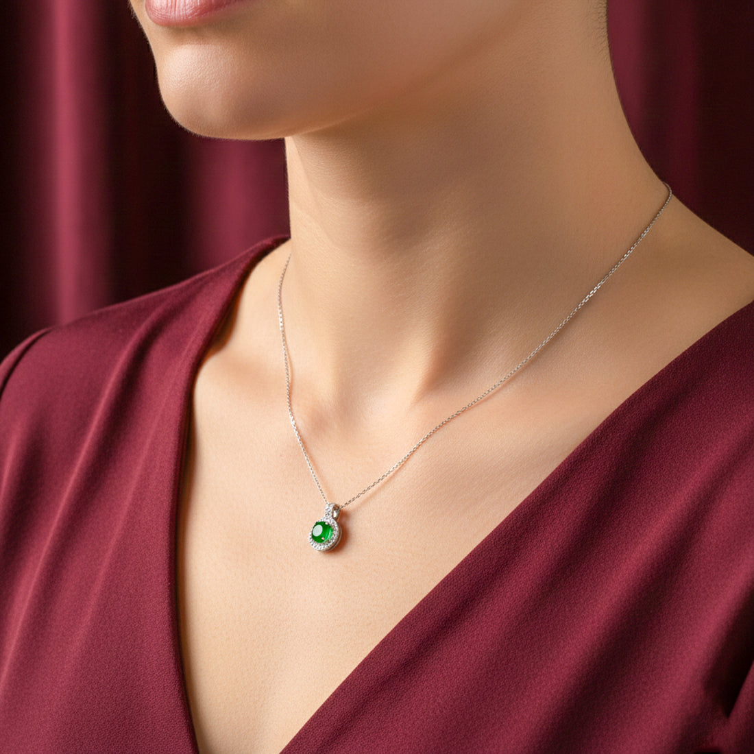Green Stone Siler Neckless GWN -161