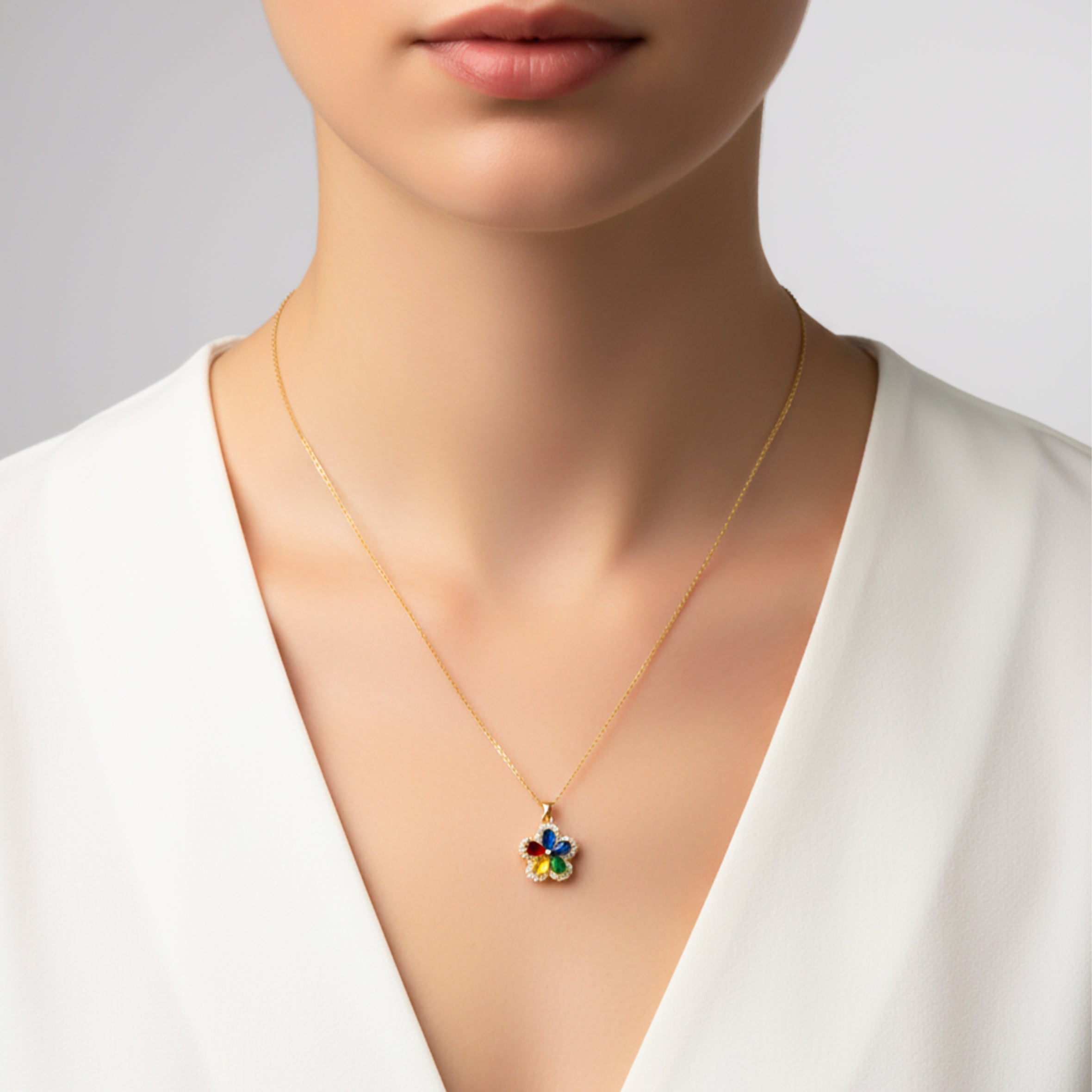Multi-Color Gemstone Necklace GWN-74