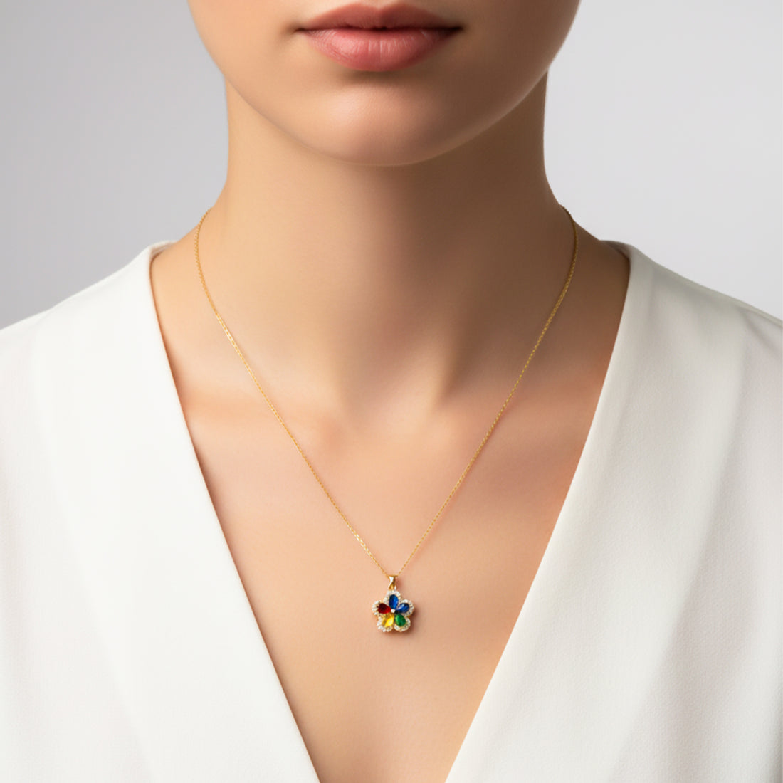 Multi-Color Gemstone Necklace GWN-74