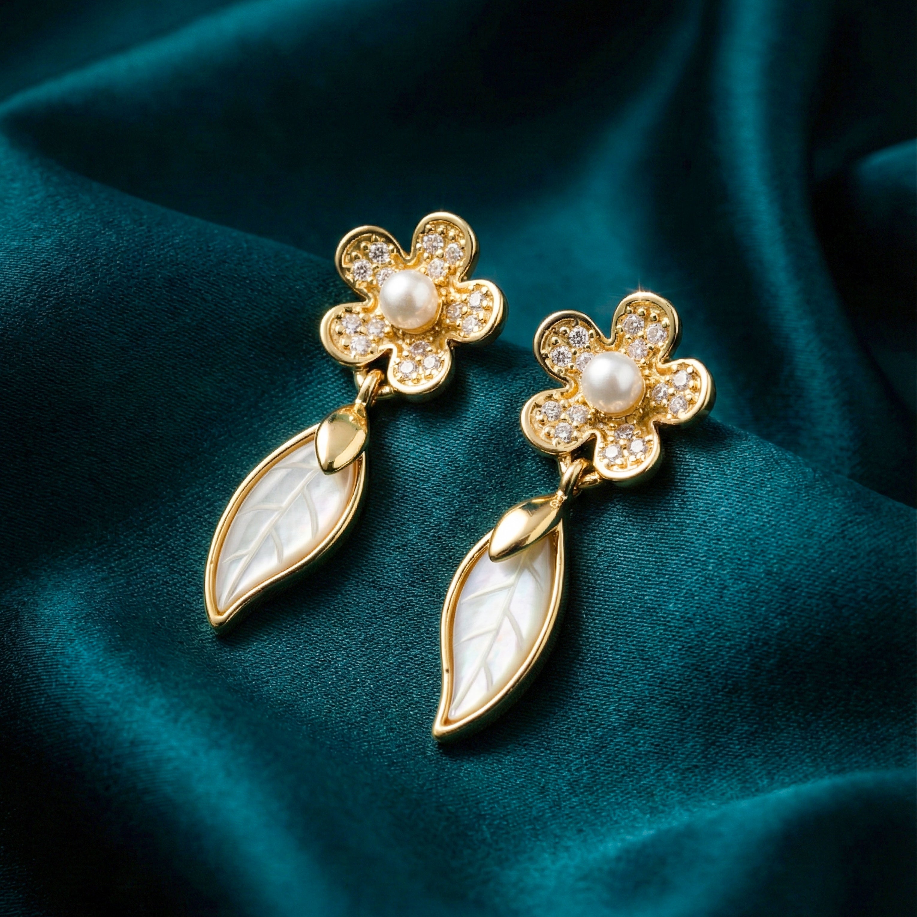 Floral Pearl Drop Earrings GWE -132