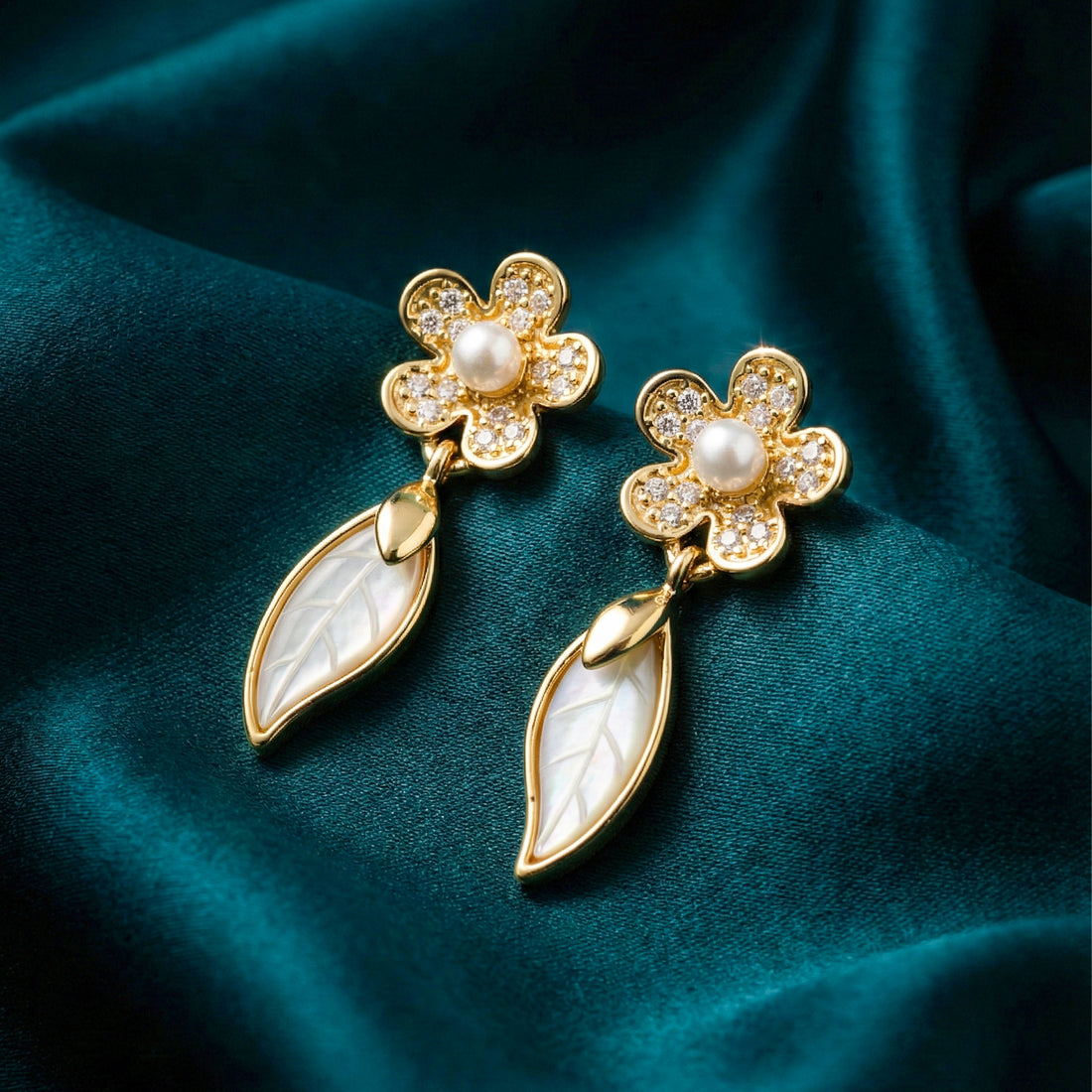 Floral Pearl Drop Earrings GWE -132