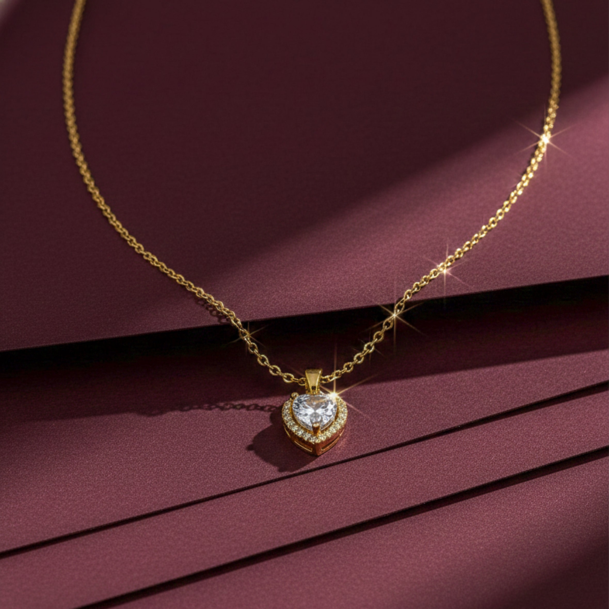 Sparkle Heart Diamond Necklace GWN -75