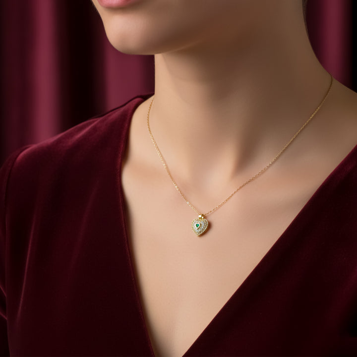 Green Heart Daimond Neckless GWN -121