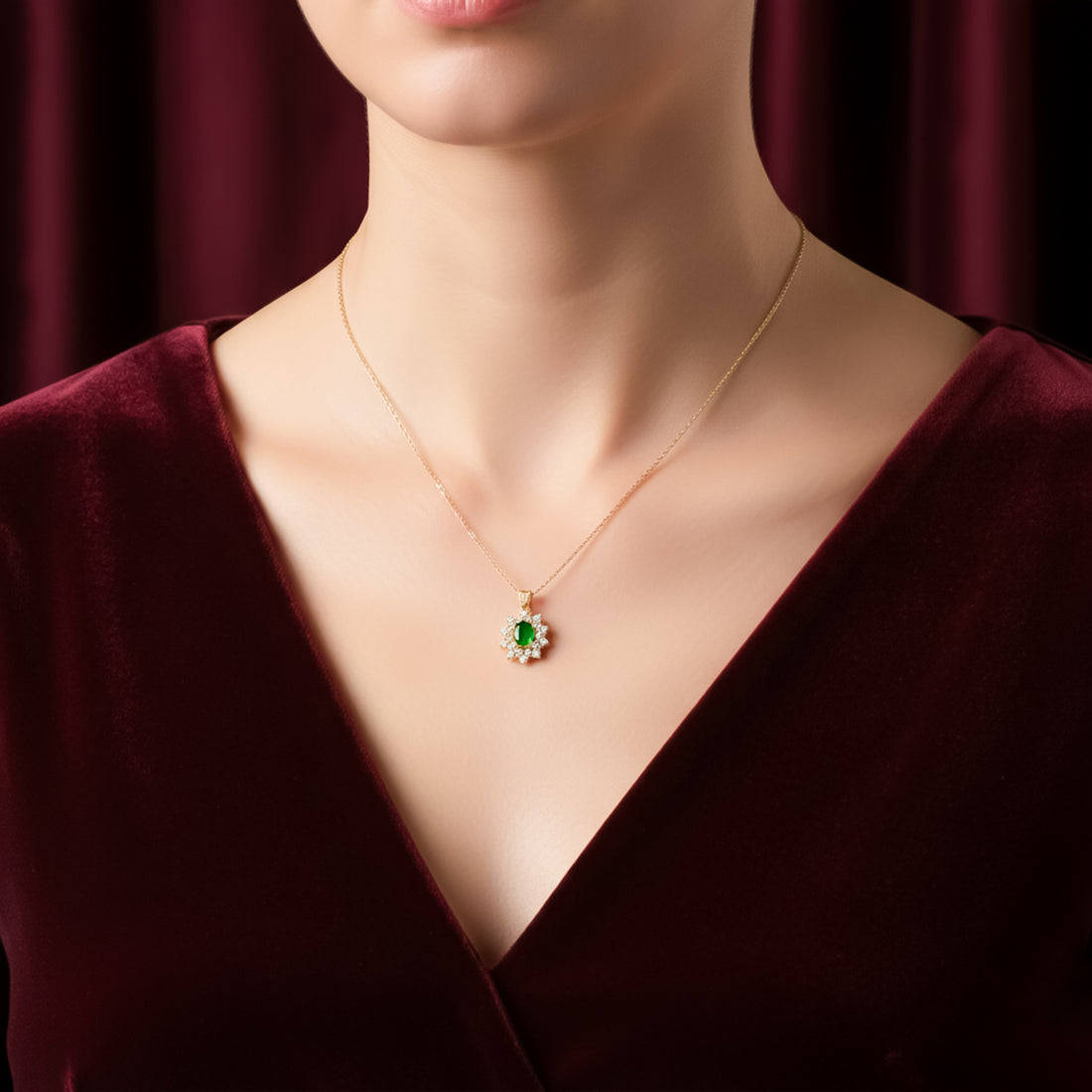 Emerald Bloom Gold-Plated Necklace GWN -92