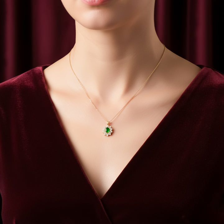 Emerald Bloom Gold-Plated Necklace GWN -92