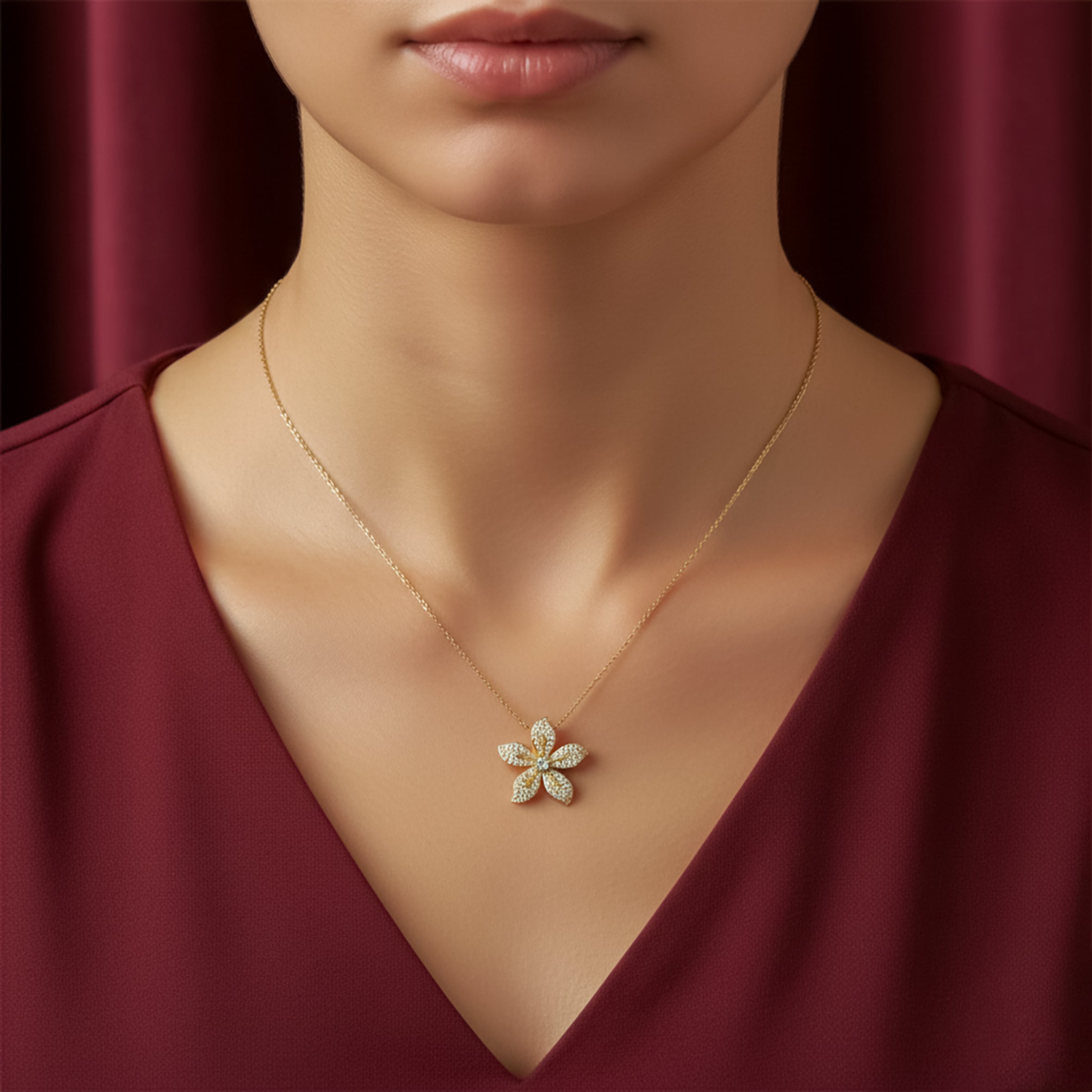 Petal Diamond Blossom Necklace GWN -144