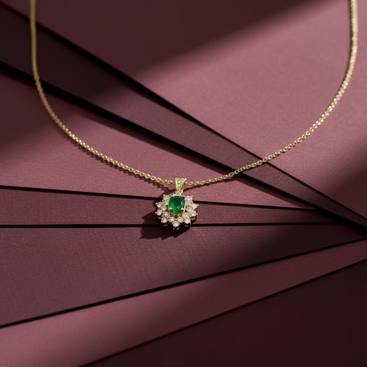 Emerald Bloom Gold-Plated Necklace GWN -92