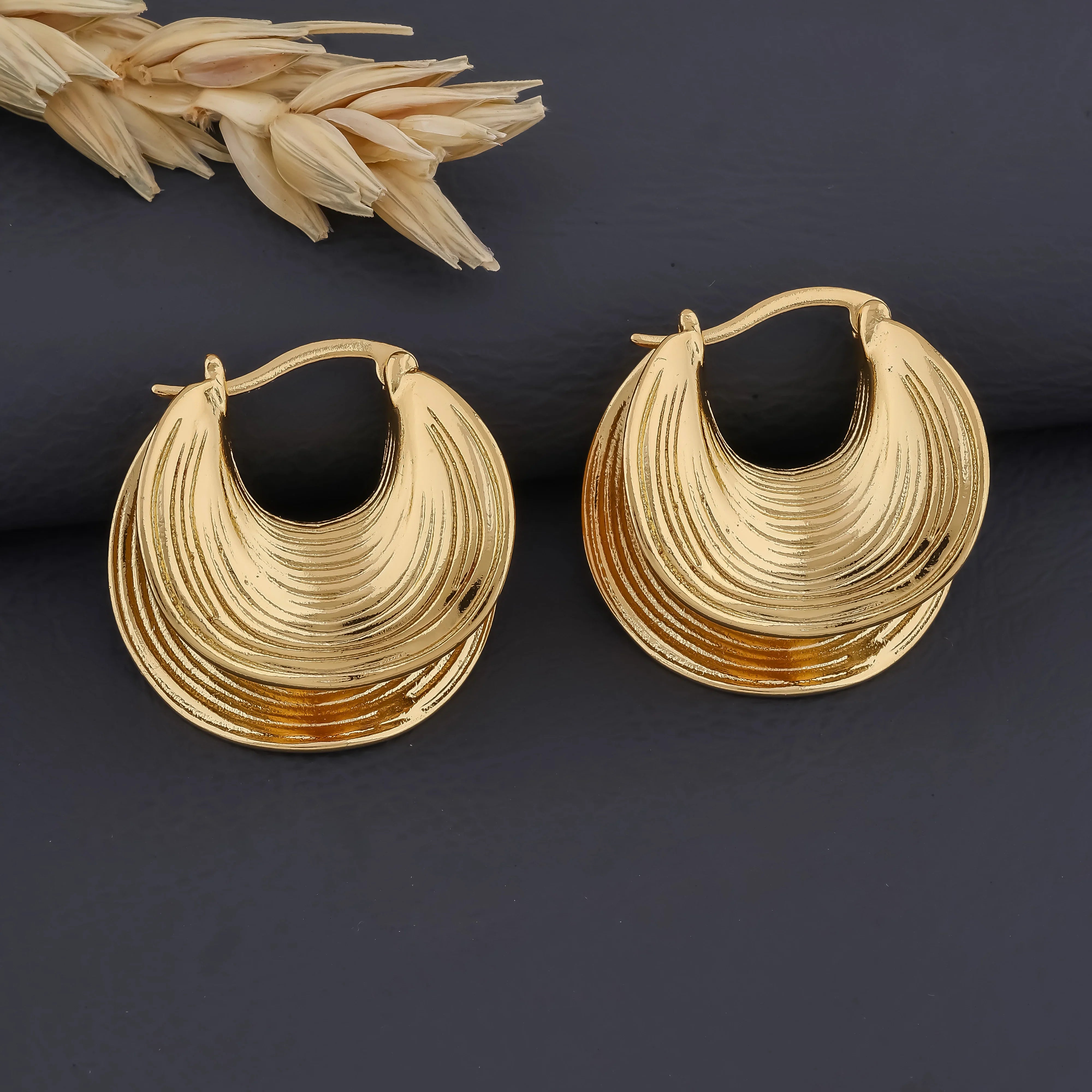 Waves Gold Hoops Earring - Ginostone