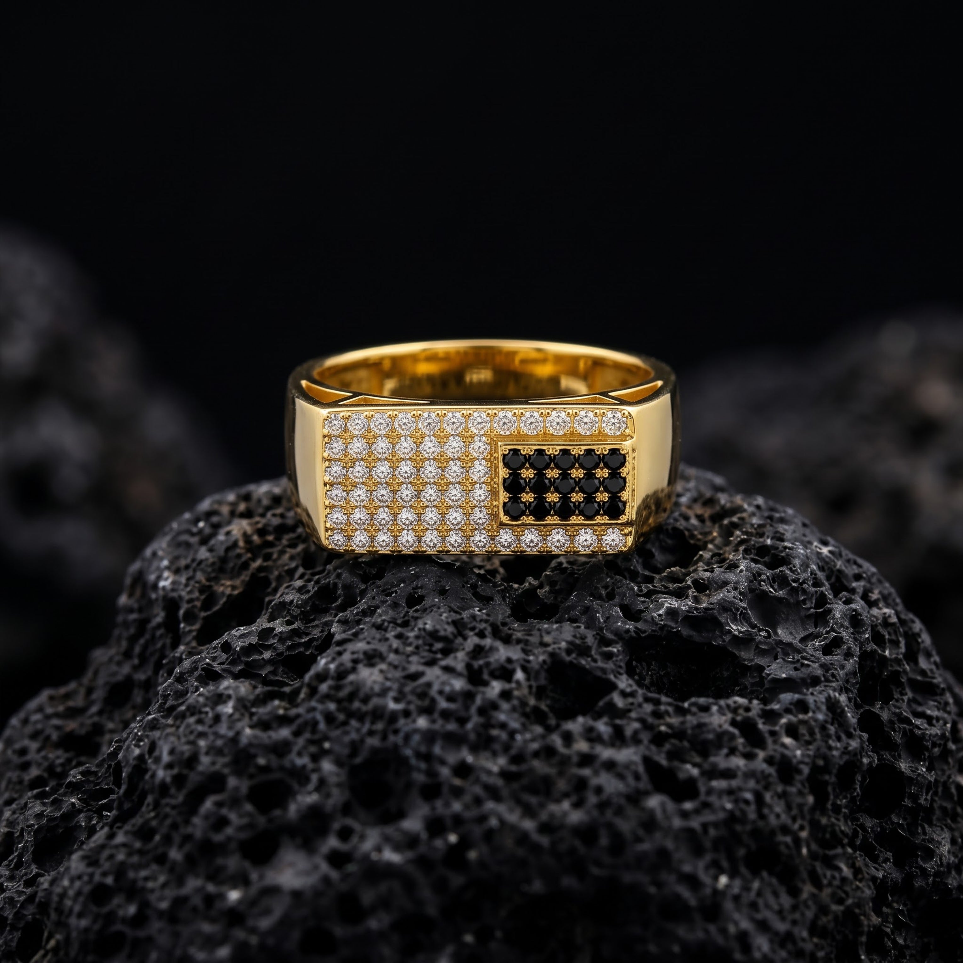 Black & Crystal Geometric Ring GMR -43