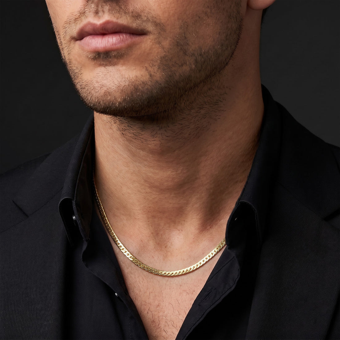 Gold flat Herringbone Chain GMC -31