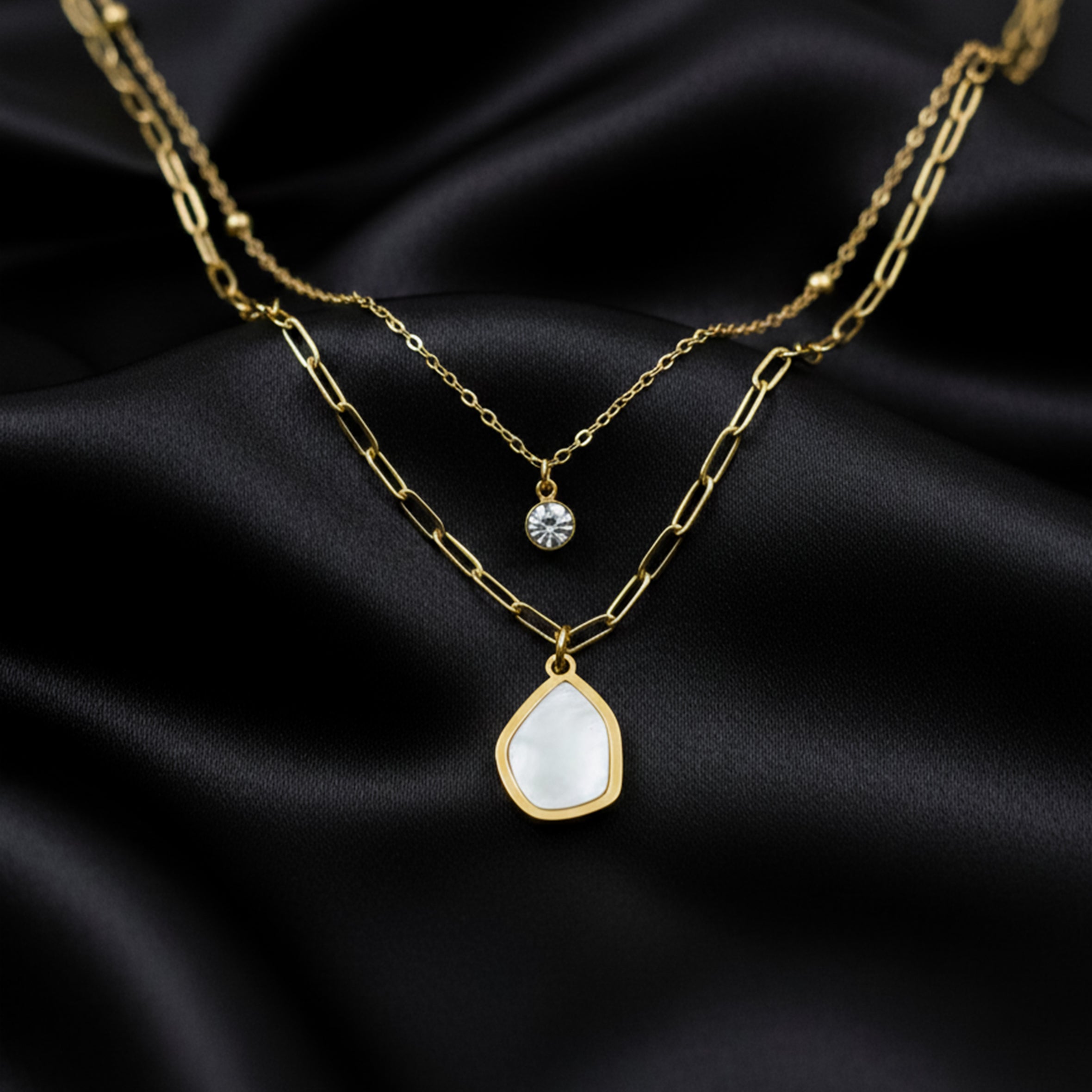 Crystal Layered Womens Necklace GWN-131