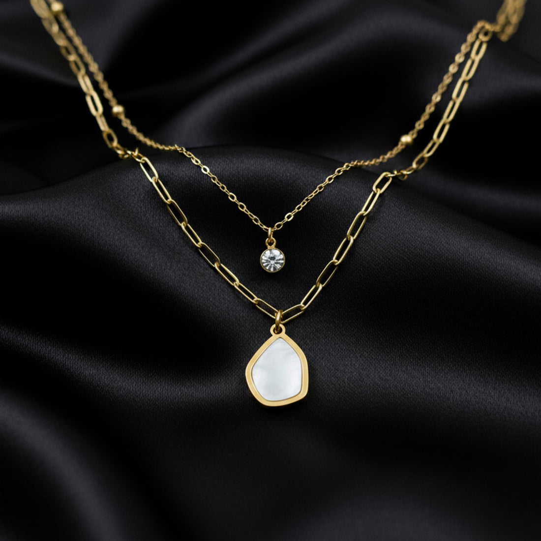 Crystal Layered Womens Necklace GWN-131