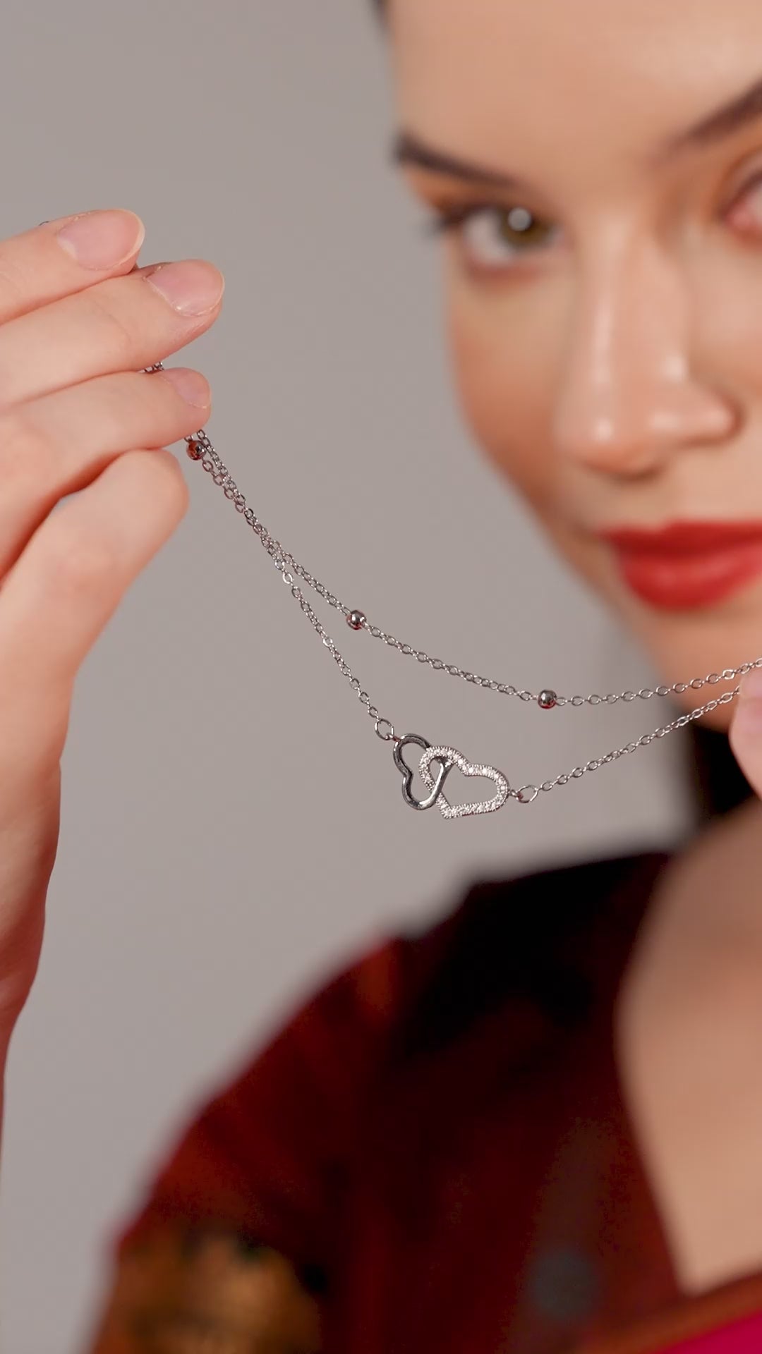 Interlocked Hearts Silver Anklet