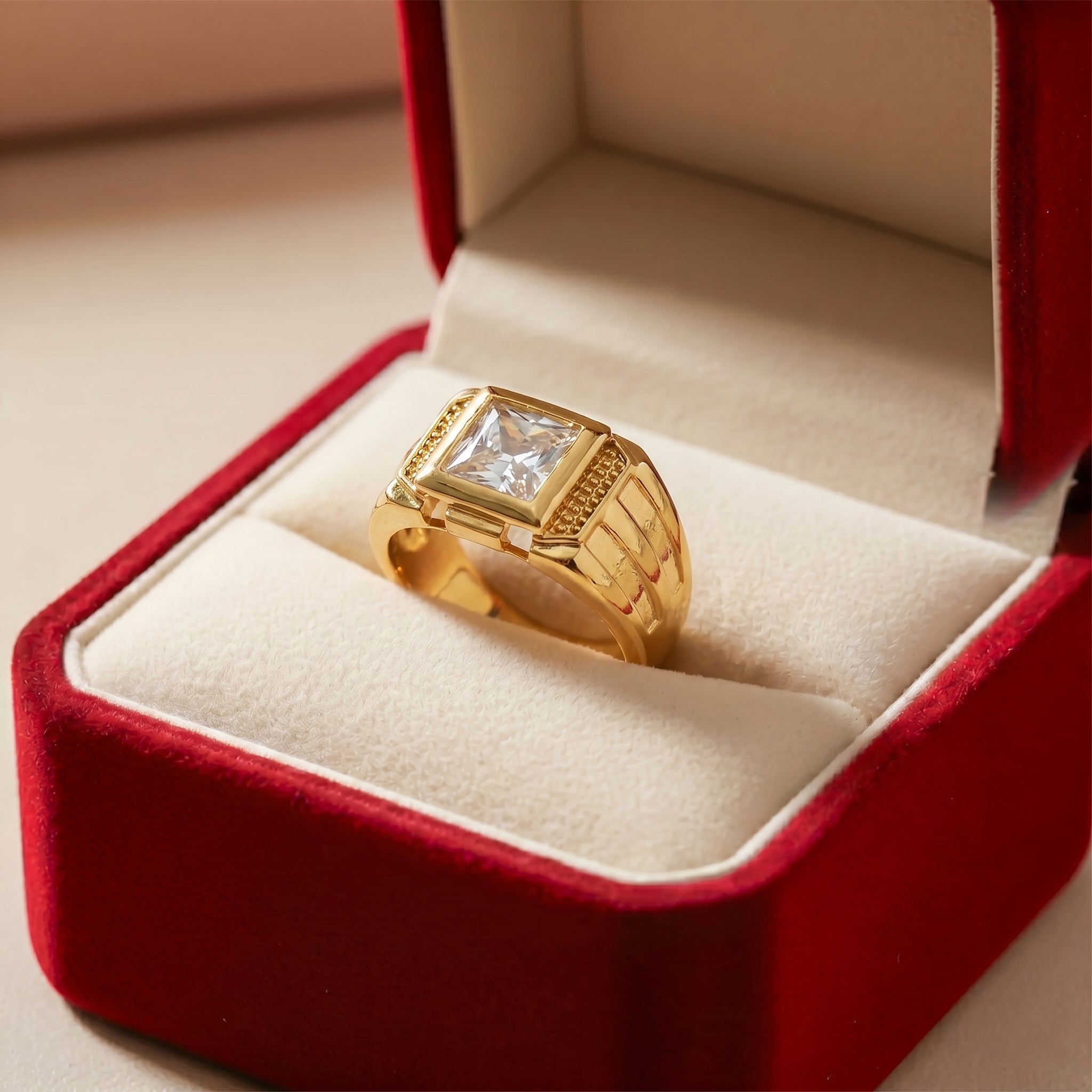 Royal Square Crown Gold Ring GMR -23