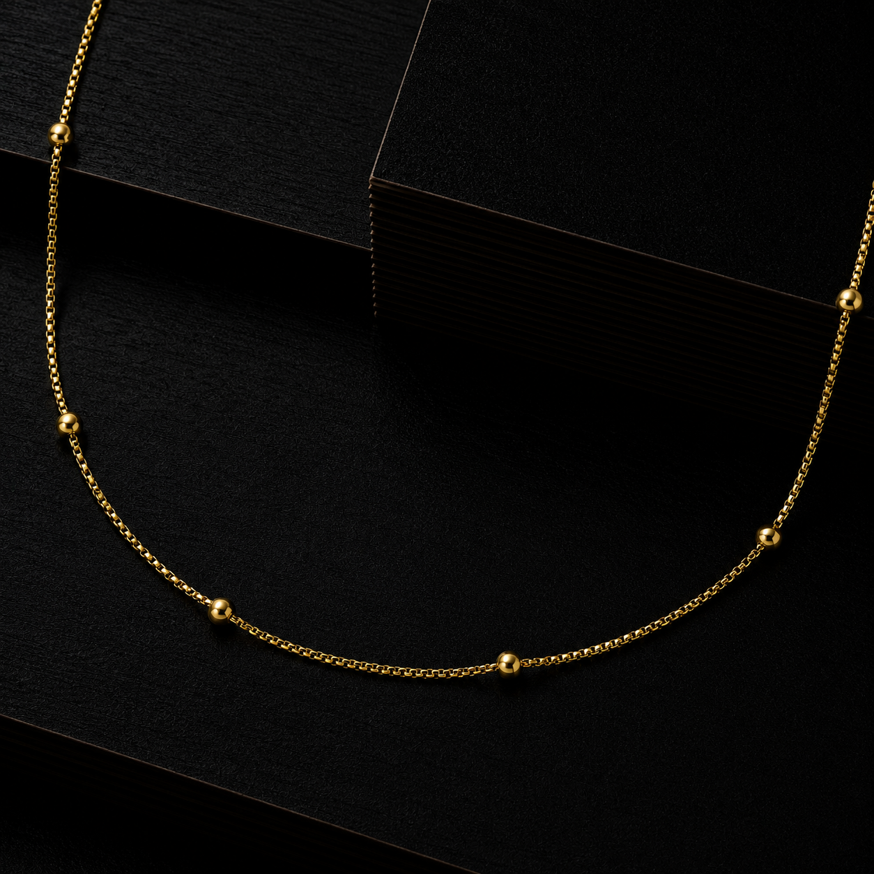 Gold Beaded Station chain GMC -53