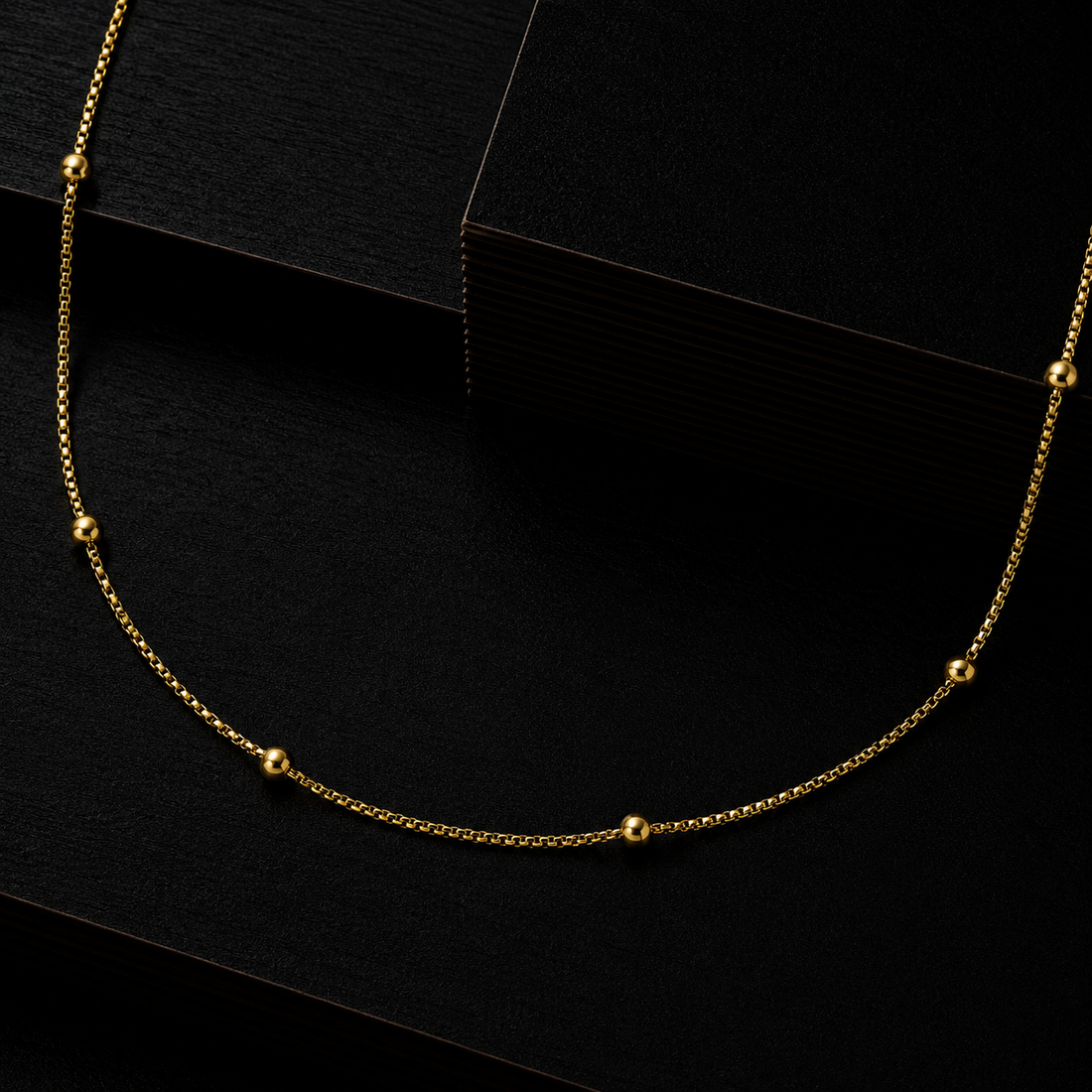 Gold Beaded Station chain GMC -53